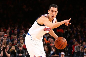 NEW YORK, NY - JANUARY 10:  Pablo Prigioni #9 of the New York Knicks handles the ball against the Charlotte Hornets during the game on January 10, 2015 at Madison Square Garden in New York City, New York.  NOTE TO USER: User expressly acknowledges and agr