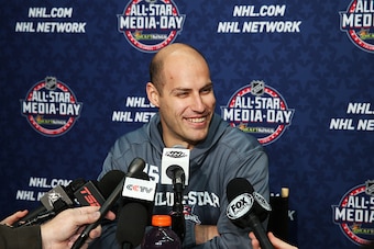 COLUMBUS, OH - JANUARY 23:  Ryan Getzlaf #15 of the Anaheim Ducks speaks during Media Availability for the 2015 NHL All-Star Weekend at the Nationwide Arena on January 23, 2015 in Columbus, Ohio.  (Photo by Bruce Bennett/Getty Images)