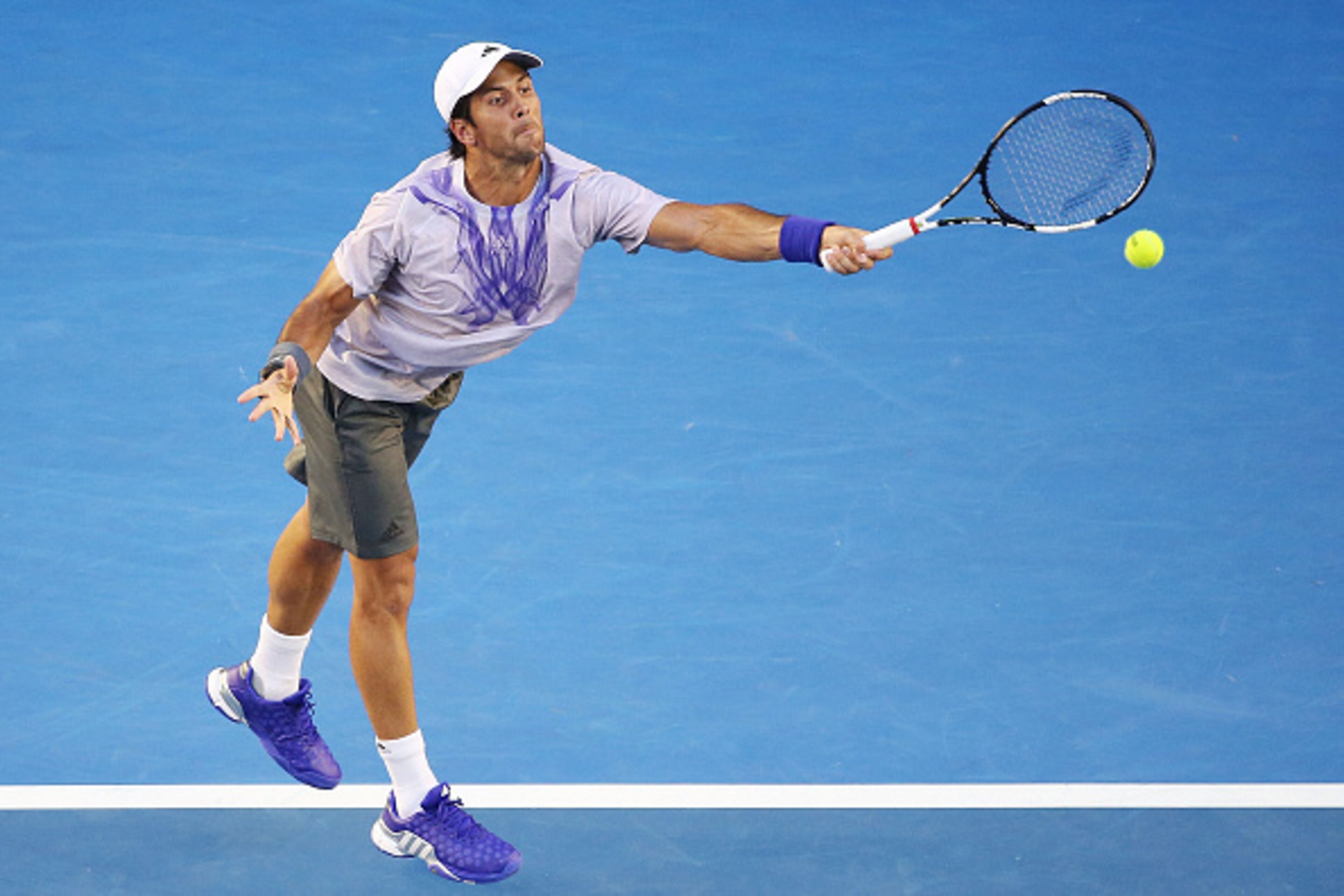 MELBOURNE, AUSTRALIA - JANUARY 24: Fernando Verdasco of Spain plays a forehand in his third round match against Novak Djokovic of Serbia during day six of the 2015 Australian Open at Melbourne Park on January 24, 2015 in Melbourne, Australia. (Photo by MELBOURNE, AUSTRALIA - JANUARY 24: Fernando Verdasco of Spain plays a forehand in his third round match against Novak Djokovic of Serbia during day six of the 2015 Australian Open at Melbourne Park on January 24, 2015 in Melbourne, Australia. (Photo by