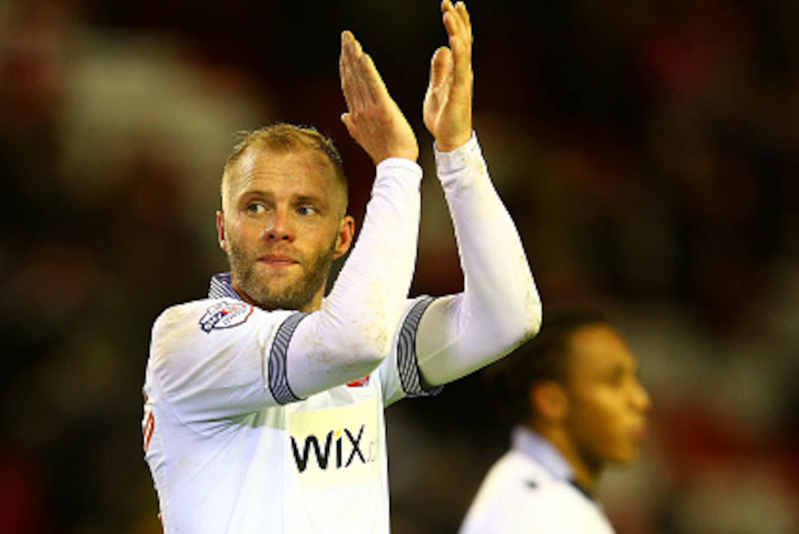 LIVERPOOL, ENGLAND - JANUARY 24:  Eidur Gudjohnsen of Bolton Wanderers applauds the fans after the FA Cup Fourth Round match between Liverpool and Bolton Wanderers at Anfield on January 24, 2015 in Liverpool, England.  (Photo by Michael Steele/Getty Image