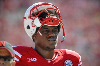 LINCOLN, NE - AUGUST 30: Defensive end Randy Gregory #4 of the Nebraska Cornhuskers during their game against the Florida Atlantic Owls at Memorial Stadium on August 30, 2014 in Lincoln, Nebraska. Nebraska defeated Florida Atlantic 55-7. (Photo by Eric Fr