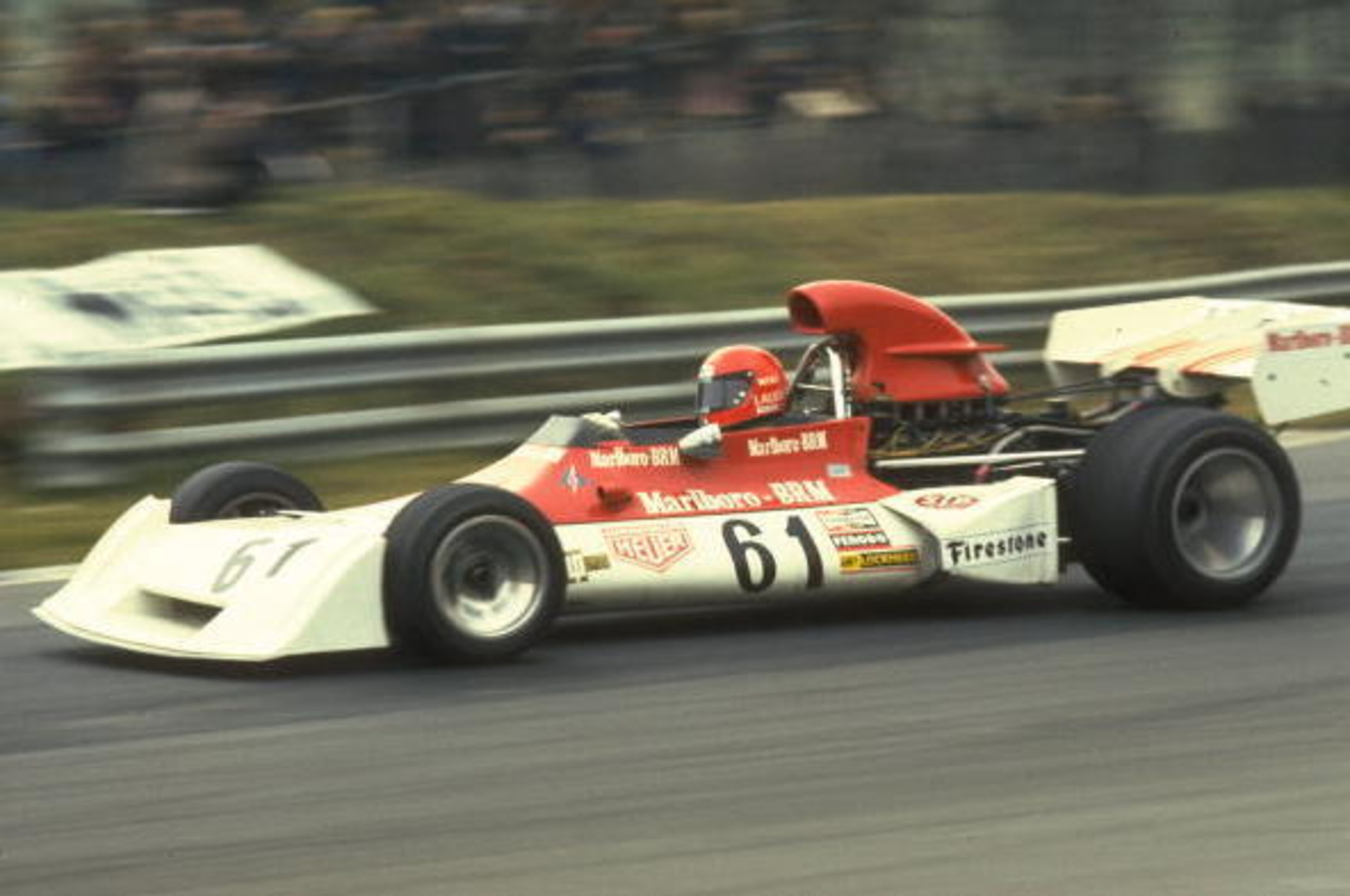 1973:  Niki Lauda of Austria in action in his Marlboro BRM during the British Grand Prix at the Silverstone circuit in England. Lauda finished in 12th place. \ Mandatory Credit: Allsport UK /Allsport