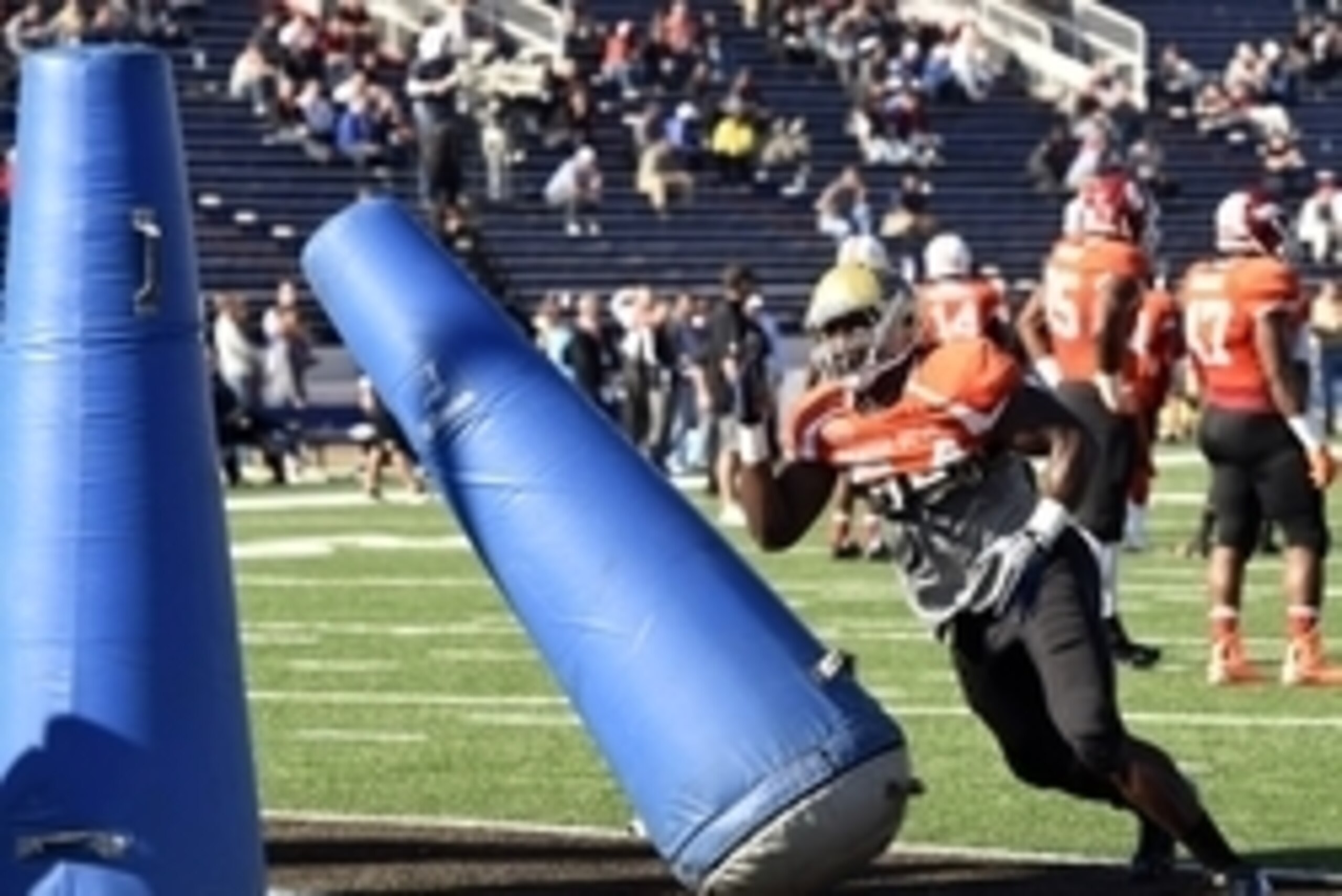Jan 21, 2015; Mobile, AL, USA; South squad defensive end Owamagbe Odighizuwa of UCLA (54) runs through defense drills during Senior Bowl practice at Ladd-Peebles Stadium. Mandatory Credit: John David Mercer-USA TODAY Sports