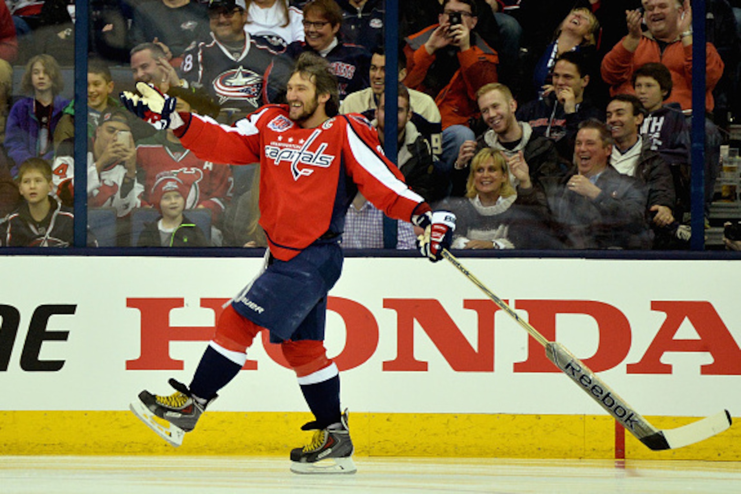 COLUMBUS, OH - JANUARY 24: Alex Ovechkin #8 of the Washington Capitals and Team Foligno competes in the Honda NHL Breakaway Challenge event of the 2015 Honda NHL All-Star Skills Competition at Nationwide Arena on January 24, 2015 in Columbus, Ohio. (Pho COLUMBUS, OH - JANUARY 24: Alex Ovechkin #8 of the Washington Capitals and Team Foligno competes in the Honda NHL Breakaway Challenge event of the 2015 Honda NHL All-Star Skills Competition at Nationwide Arena on January 24, 2015 in Columbus, Ohio. (Pho