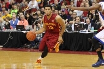 Dec 20, 2014; Des Moines, IA, USA; Iowa State Cyclones guard Naz Long (15) drives against the Drake Bulldogs during the first half at Wells Fargo Arena. Mandatory Credit: Reese Strickland-USA TODAY Sports
