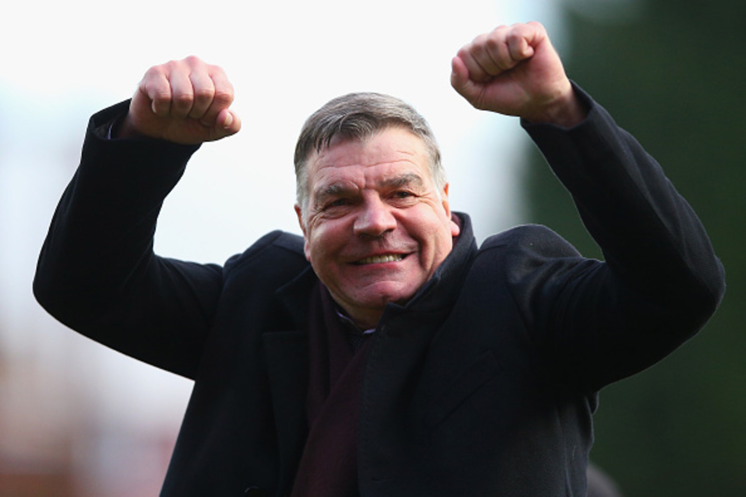 BRISTOL, ENGLAND - JANUARY 25: Sam Allardyce, Manager of West Ham United celebrates after the final whistle during the FA Cup Fourth Round match between Bristol City and West Ham United at Ashton Gate on January 25, 2015 in Bristol, England.  (Photo by Pa