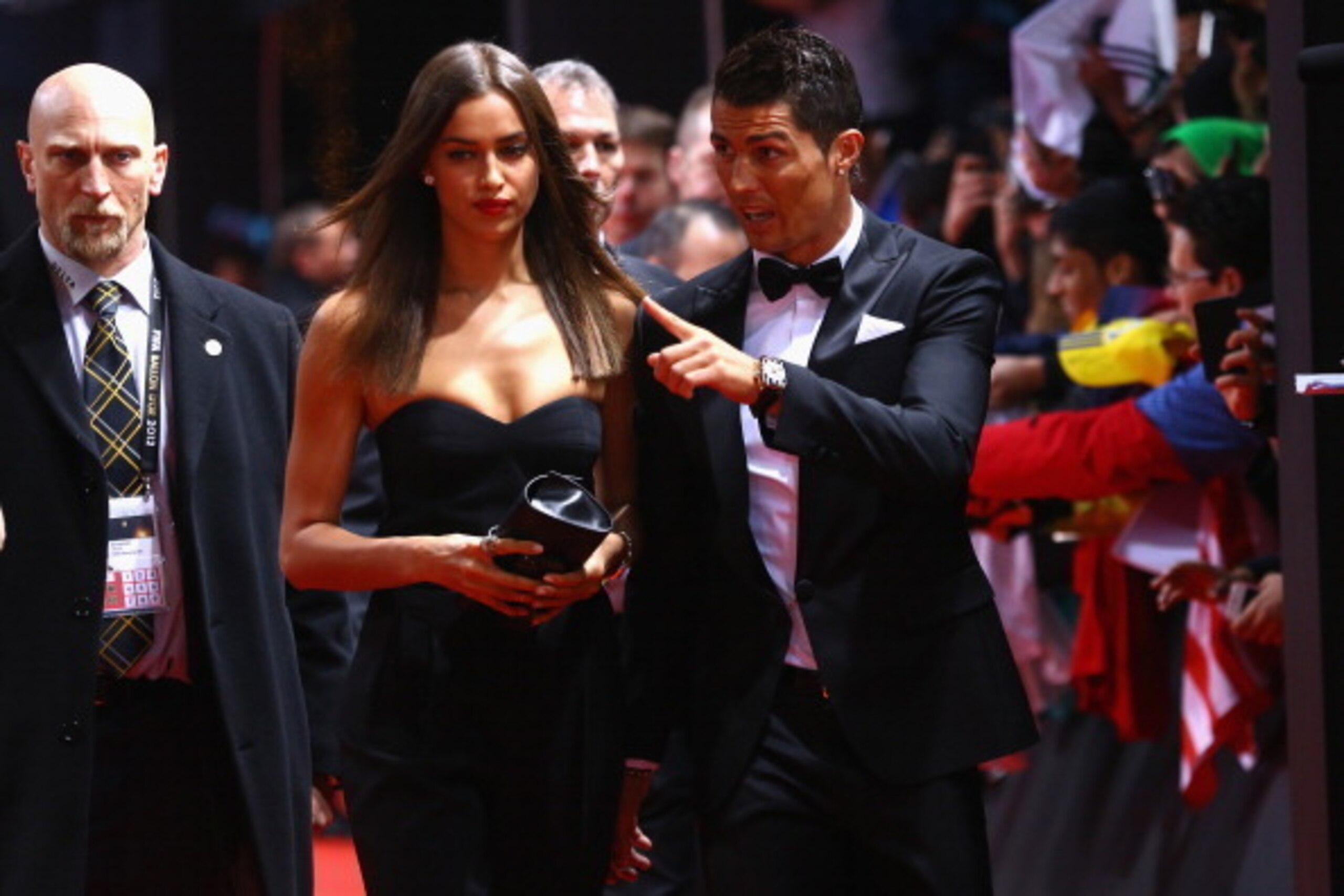 ZURICH, SWITZERLAND - JANUARY 07:  (L-R) Irina Shayk and Cristiano Ronaldo of Real Madrid pose during the red carpet arrivals for the FIFA Ballon d’Or Gala 2012 on January 7, 2013 at Congress House in Zurich, Switzerland.  (Photo by Christof Koepsel/Getty