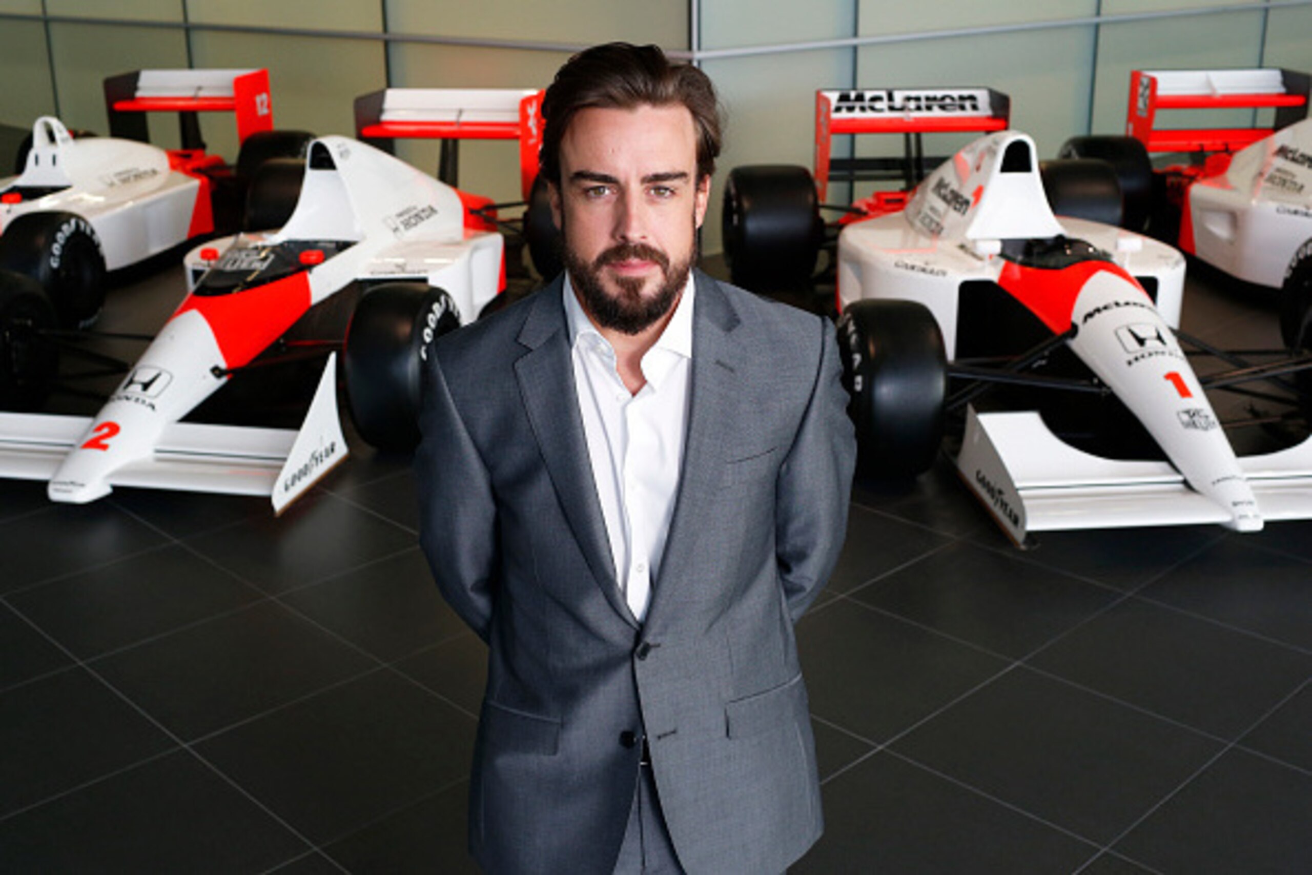 WOKING, ENGLAND- DECEMBER 10: In this handout photo provided by McLaren-Honda, Formula One driver Fernando Alonso poses as McLaren-Honda announces its new driver line-up for 2015 on December 10, 2014 in Woking, England. (Photo by Steven Tee /McLaren-Honda