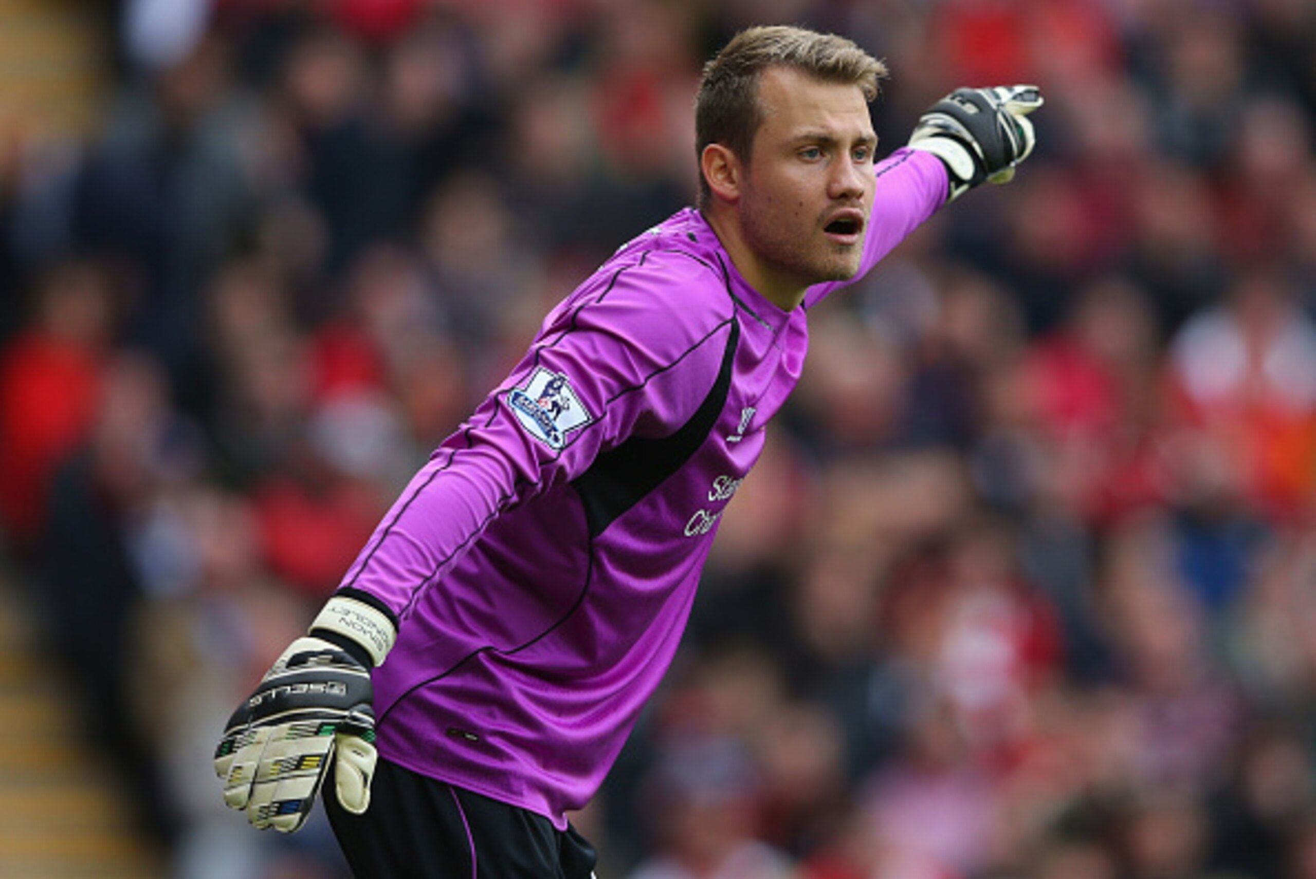 LIVERPOOL, ENGLAND - SEPTEMBER 27:  Simon Mignolet of Liverpool during the Barclays Premier League match between Liverpool and Everton at Anfield on September 27, 2014 in Liverpool, England.  (Photo by Alex Livesey/Getty Images)