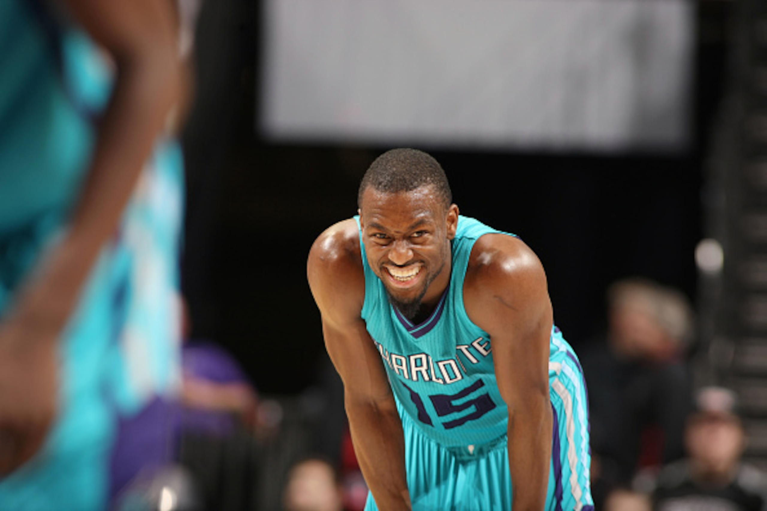 CHARLOTTE, NC - JANUARY 14: Kemba Walker #15 of the Charlotte Hornets during the game against the San Antonio Spurs at the Time Warner Cable Arena on January 14, 2015 in Charlotte, North Carolina. NOTE TO USER: User expressly acknowledges and agrees that,