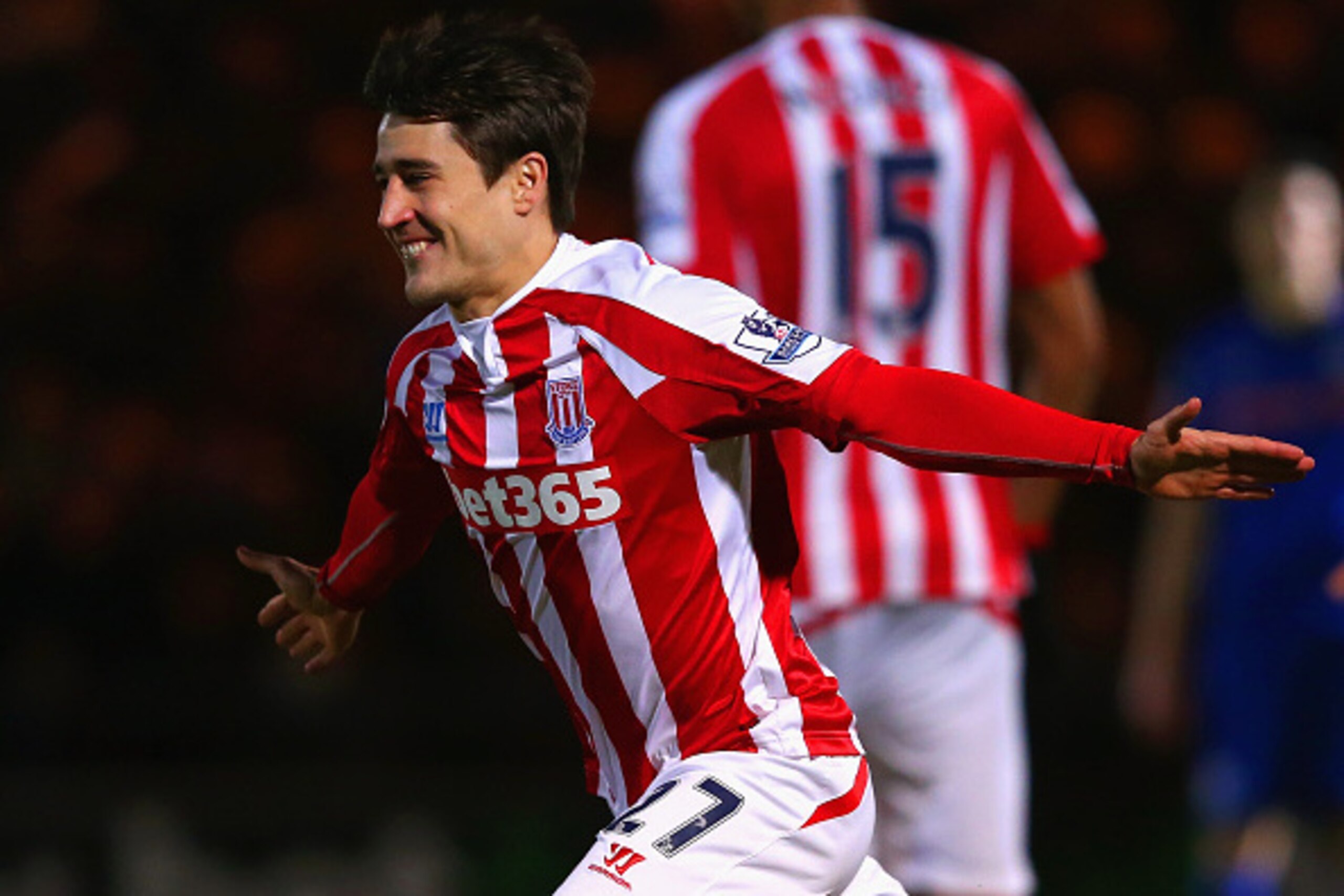 ROCHDALE, ENGLAND - JANUARY 26: Bojan Krkic of Stoke City celebrates scoring the opening goal during the FA Cup fourth round match between Rochdale and Stoke City at Spotland Stadium on January 26, 2015 in Rochdale, England. (Photo by Alex Livesey/Getty ROCHDALE, ENGLAND - JANUARY 26: Bojan Krkic of Stoke City celebrates scoring the opening goal during the FA Cup fourth round match between Rochdale and Stoke City at Spotland Stadium on January 26, 2015 in Rochdale, England. (Photo by Alex Livesey/Getty