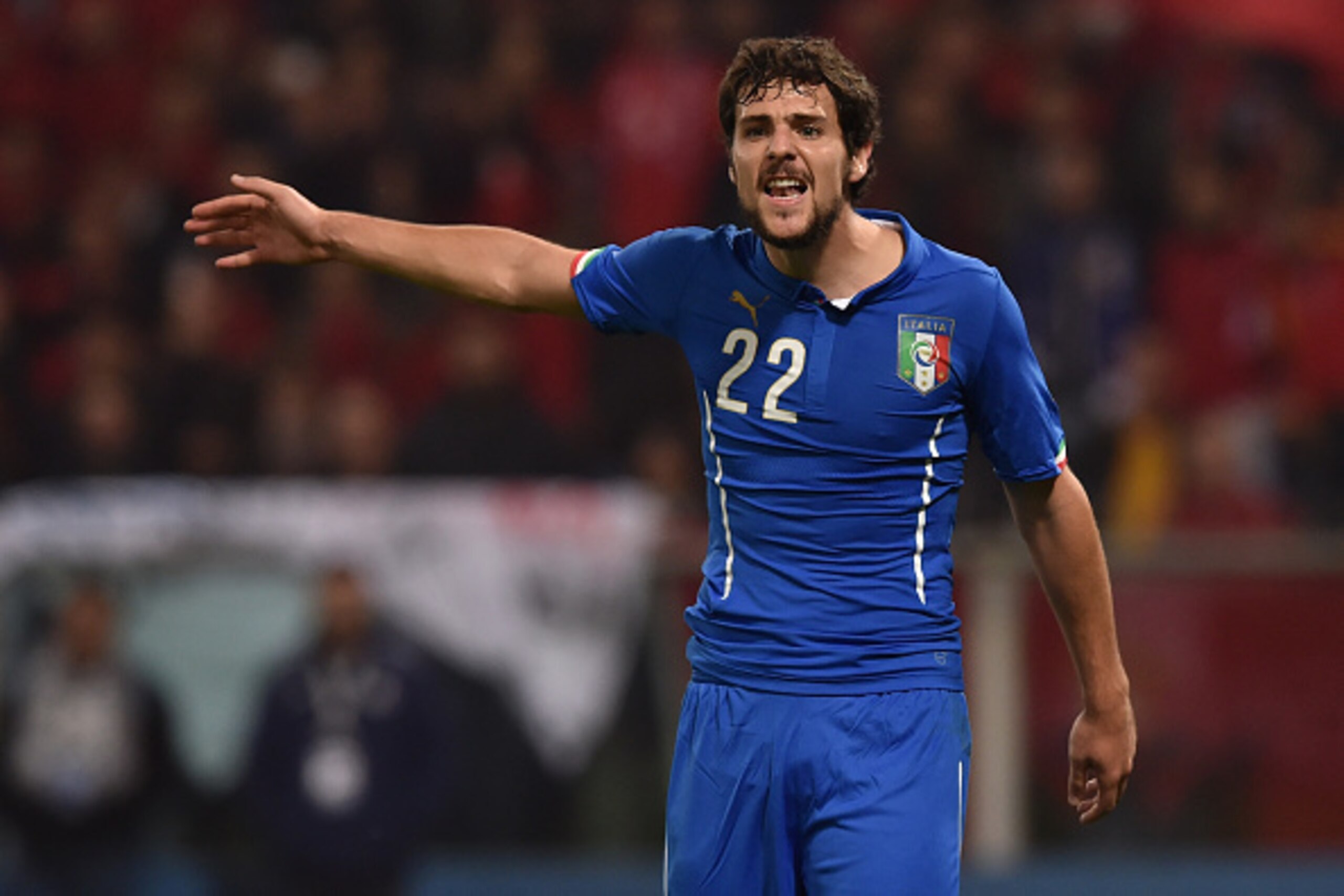 GENOA, ITALY - NOVEMBER 18:  Mattia Destro of Italy reacts during the International Friendly match between Italy and Albania at Luigi Ferraris on November 18, 2014 in Genoa, Italy.  (Photo by Valerio Pennicino/Getty Images)