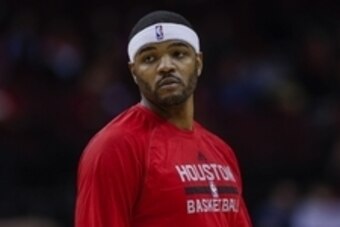 Dec 29, 2014; Houston, TX, USA; Houston Rockets forward Josh Smith (5) warms up before a game against the Washington Wizards at Toyota Center. Mandatory Credit: Troy Taormina-USA TODAY Sports