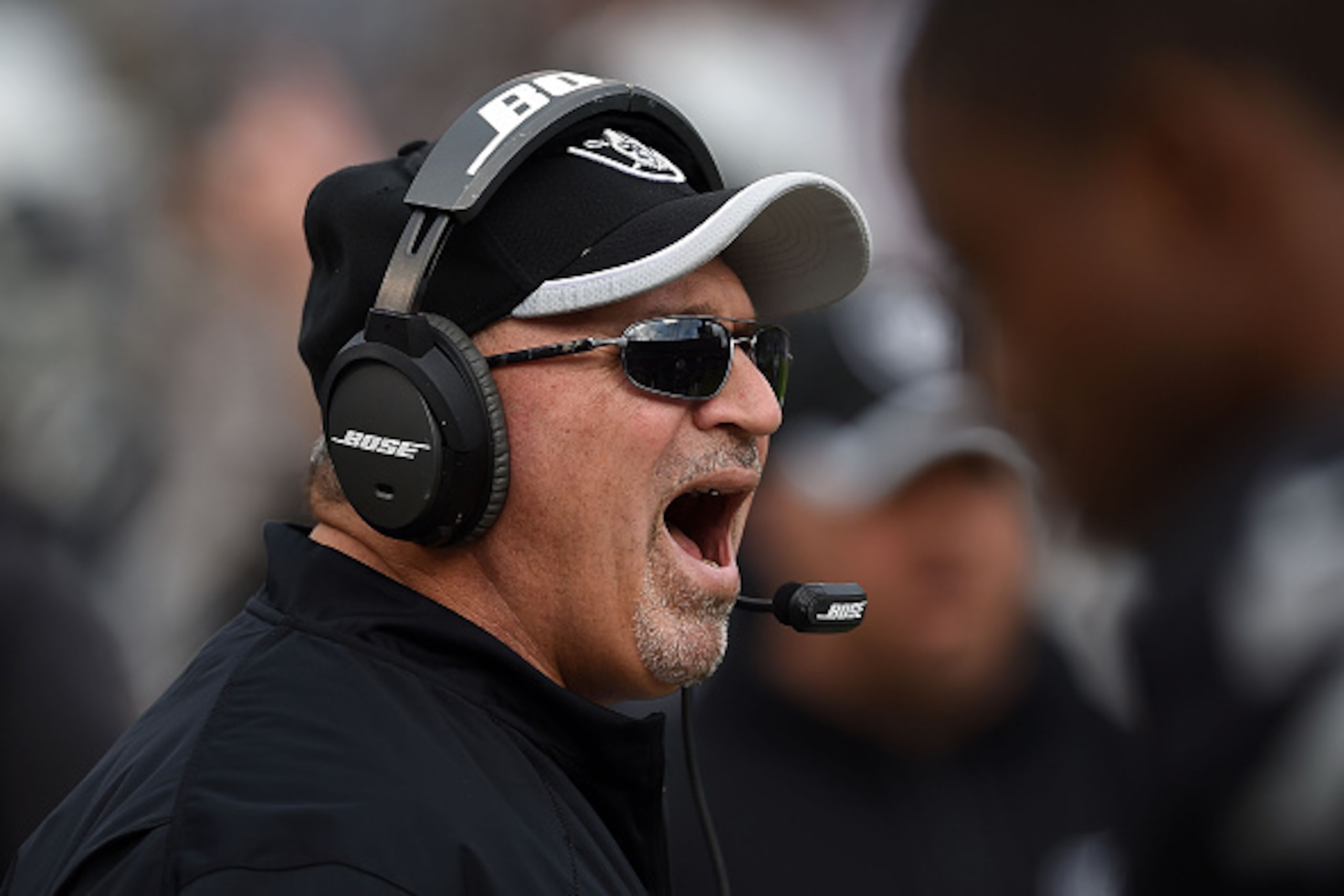 OAKLAND, CA - DECEMBER 21:   Interim head coach Tony Sparano of the Oakland Raiders yells in the first few minutes against the Buffalo Bills at O.co Coliseum on December 21, 2014 in Oakland, California.  (Photo by Thearon W. Henderson/Getty Images)