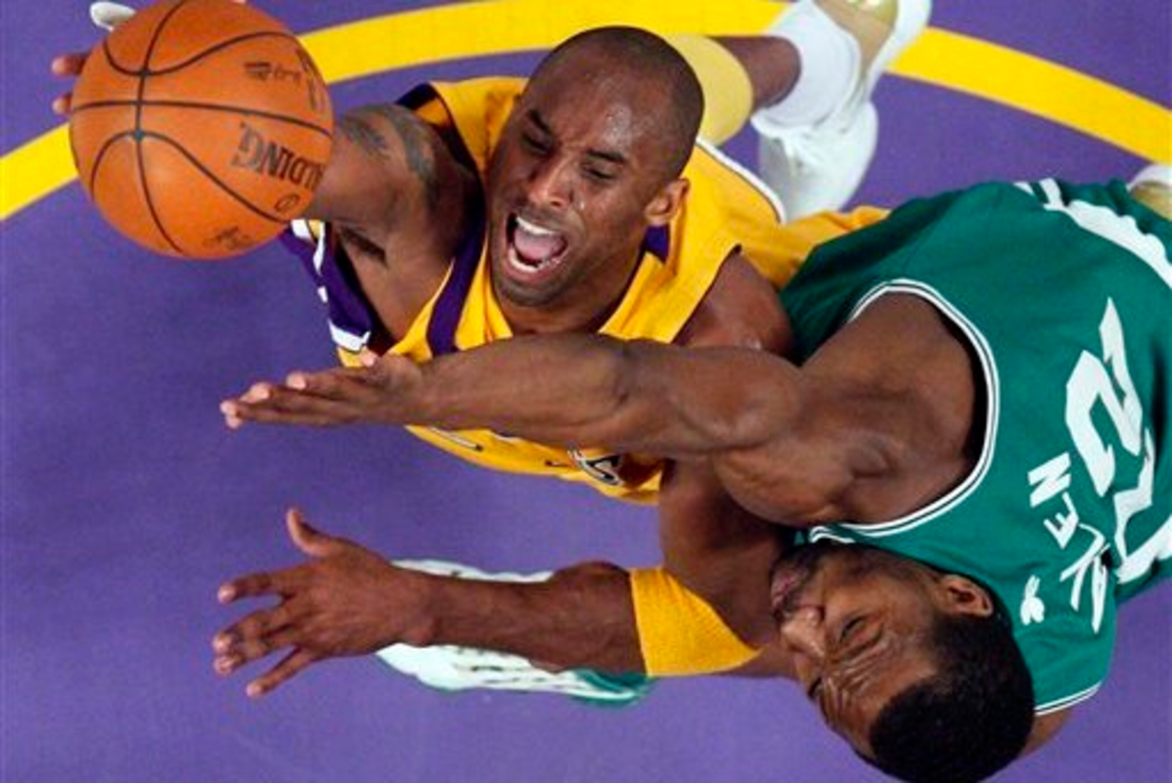 Allen and Kobe Bryant battling in the 2010 Finals. Allen and Kobe Bryant battling in the 2010 Finals.