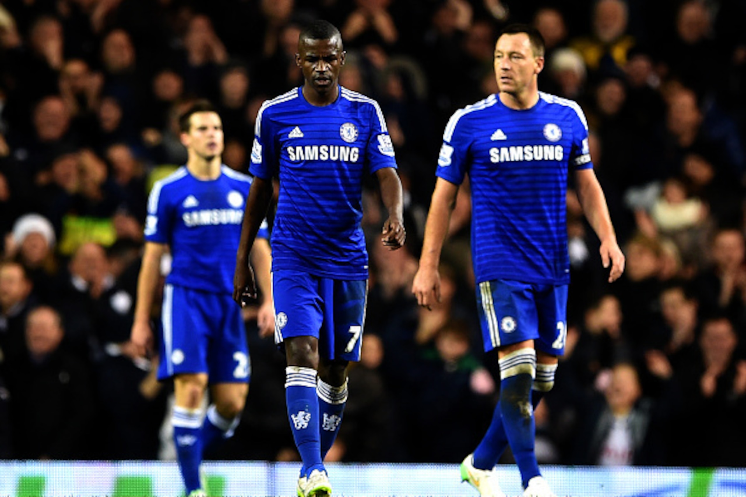 LONDON, ENGLAND - JANUARY 01:  Ramires and John Terry of Chelsea show their dejection after conceding a fifth goal during the Barclays Premier League match between Tottenham Hotspur and Chelsea at White Hart Lane on January 1, 2015 in London, England.  (P