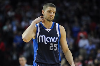 Jan 28, 2015; Houston, TX, USA; Dallas Mavericks forward Chandler Parsons (25) reacts after a play during the fourth quarter against the Houston Rockets at Toyota Center. The Rockets defeated the Mavericks 99-94. Mandatory Credit: Troy Taormina-USA TODAY