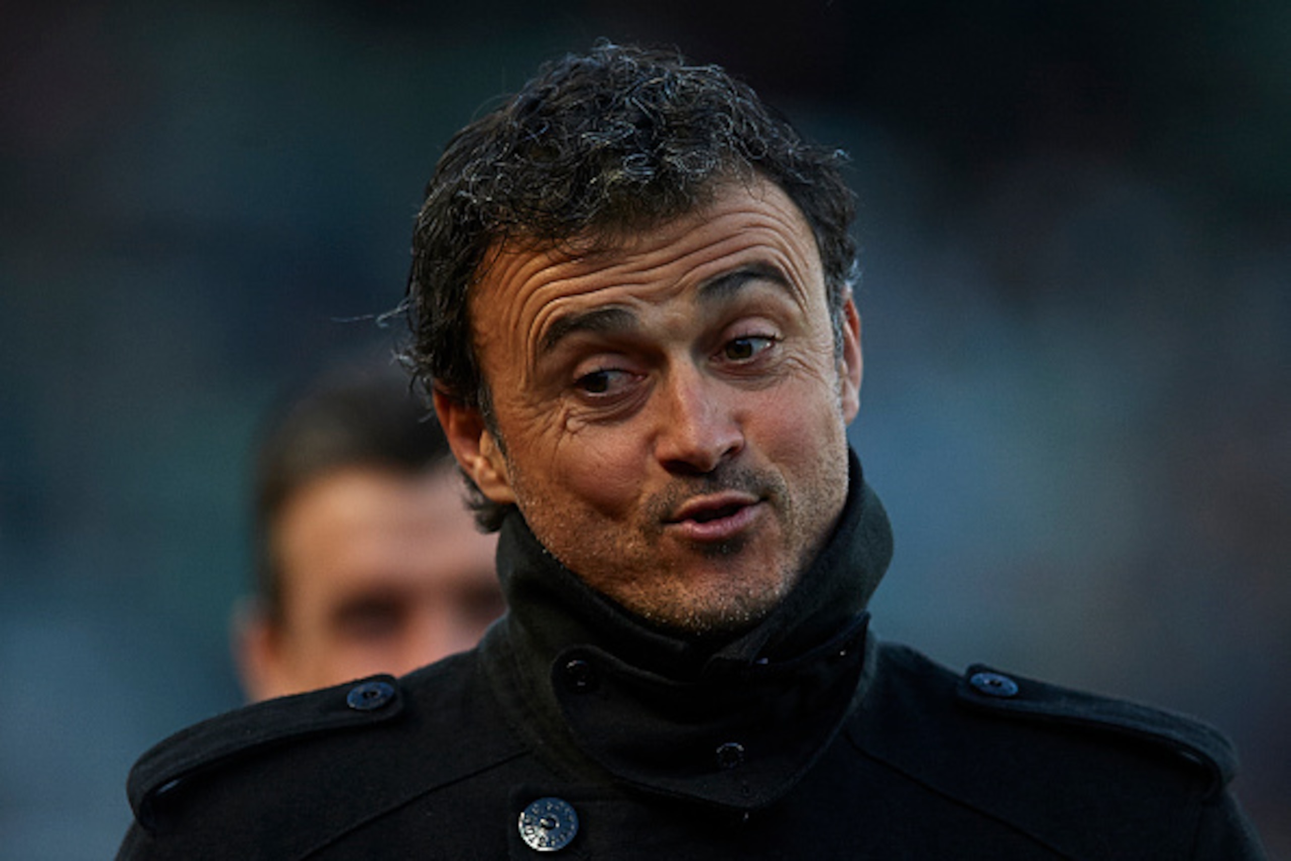 ELCHE, SPAIN - JANUARY 24:  Barcelona manager Luis Enrique reacts prior to the start of the La Liga match between Elche FC and FC Barcelona at Estadio Manuel Martinez Valero on January 24, 2015 in Elche, Spain.  (Photo by Manuel Queimadelos Alonso/Getty I