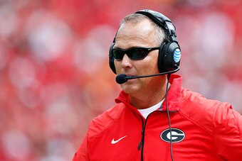 ATHENS, GA - SEPTEMBER 27:  Head coach Mark Richt of the Georgia Bulldogs looks on during the game against the Tennessee Volunteers at Sanford Stadium on September 27, 2014 in Athens, Georgia.  (Photo by Kevin C. Cox/Getty Images)
