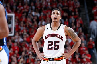 LOUISVILLE, KY - JANUARY 17: Wayne Blackshear #25 of the Louisville Cardinals reacts late in the game against the Duke Blue Devils at KFC Yum! Center on January 17, 2015 in Louisville, Kentucky. Duke defeated Louisville 63-52. (Photo by Joe Robbins/Getty 