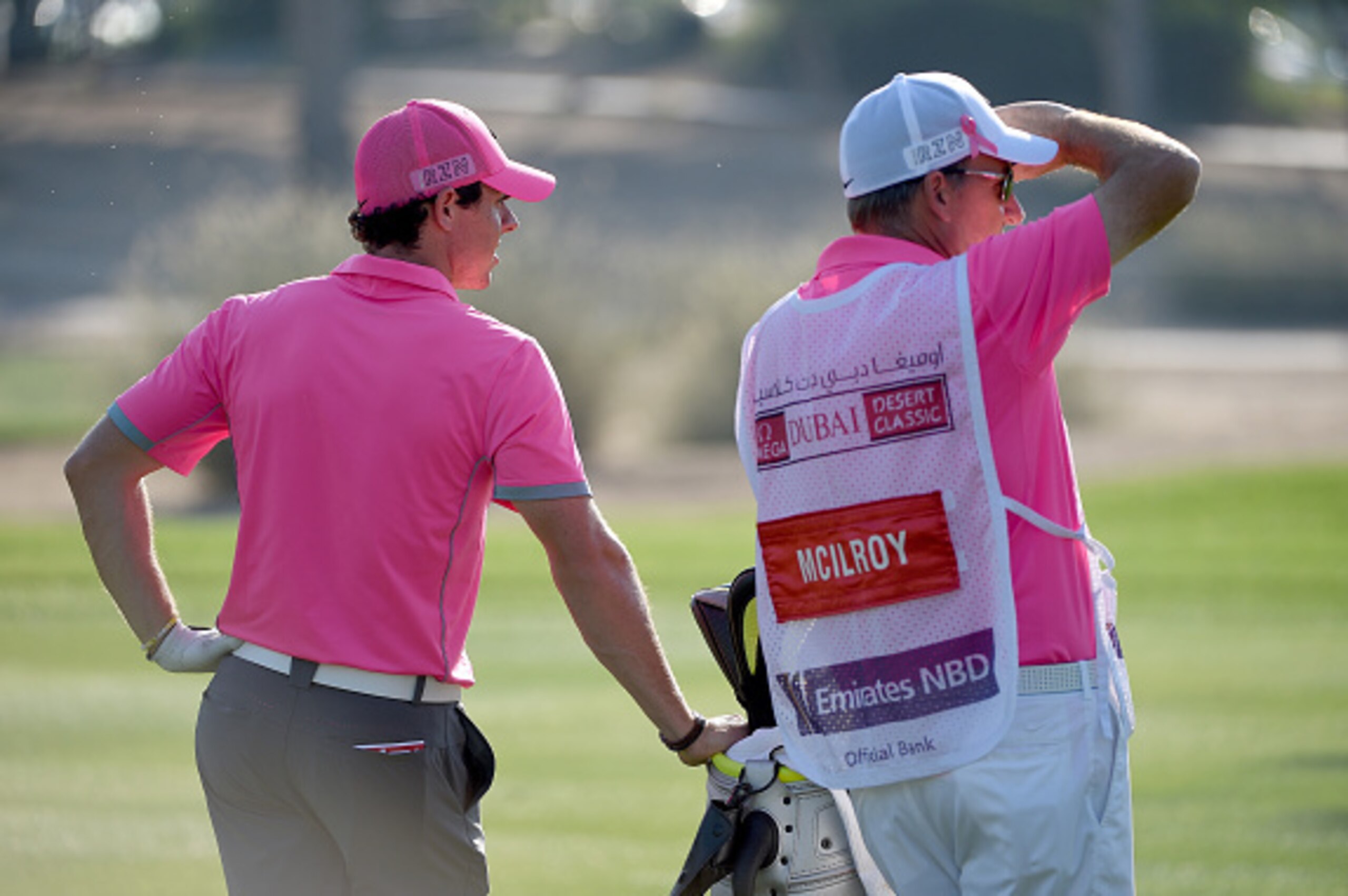 DUBAI, UNITED ARAB EMIRATES - JANUARY 30:  Rory McIlroy of Northern Ireland in action during the second round of the Omega Dubai Desert Classic at the Emirates Golf Club on January 30, 2015 in Dubai, United Arab Emirates.  (Photo by Ross Kinnaird/Getty Im