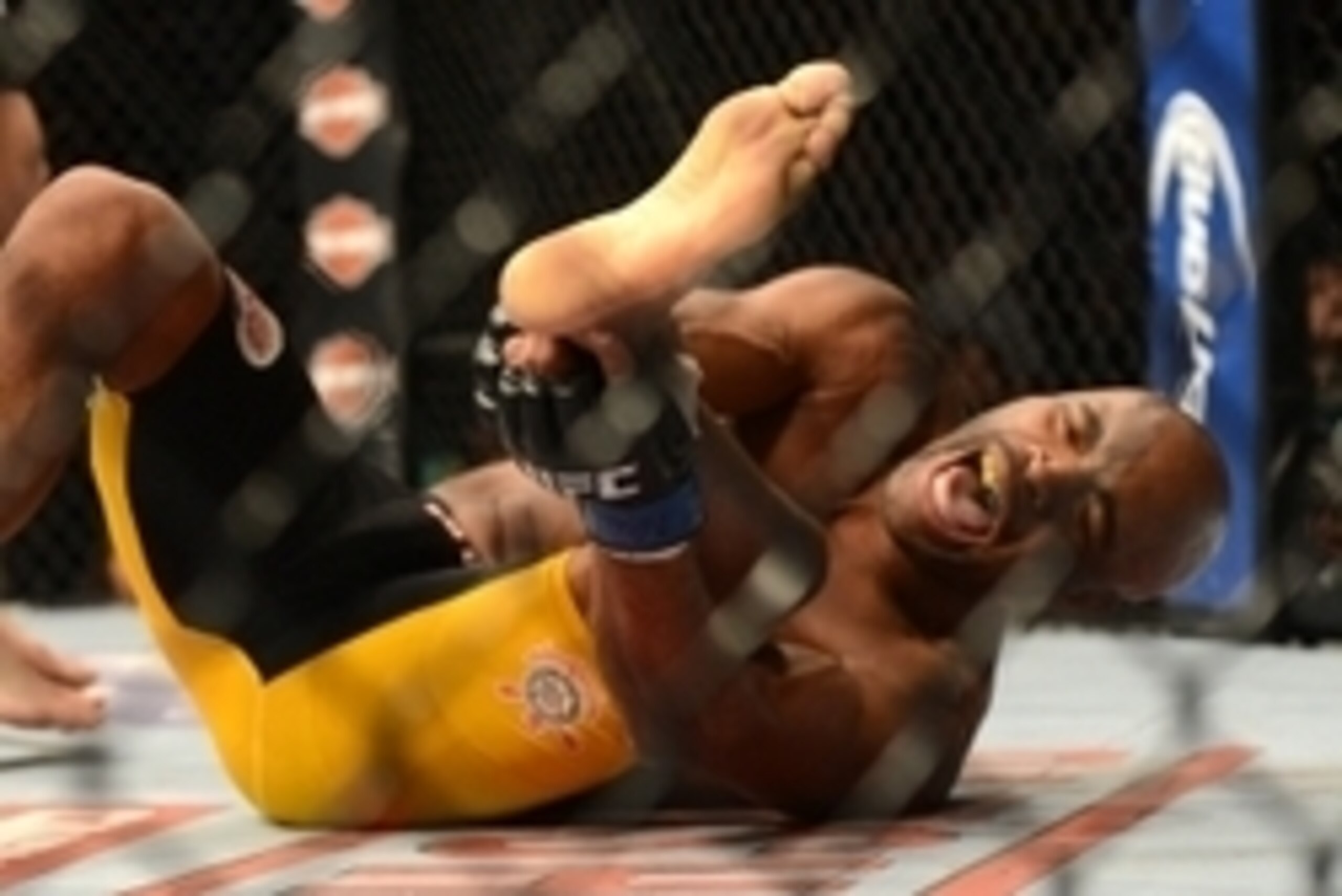 Dec 28, 2013; Las Vegas, NV, USA; Anderson Silva reacts after breaking his leg on a kick to Chris Weidman (not pictured) during their UFC middleweight championship bout at the MGM Grand Garden Arena. Mandatory Credit: Jayne Kamin-Oncea-USA TODAY Sports Dec 28, 2013; Las Vegas, NV, USA; Anderson Silva reacts after breaking his leg on a kick to Chris Weidman (not pictured) during their UFC middleweight championship bout at the MGM Grand Garden Arena. Mandatory Credit: Jayne Kamin-Oncea-USA TODAY Sports