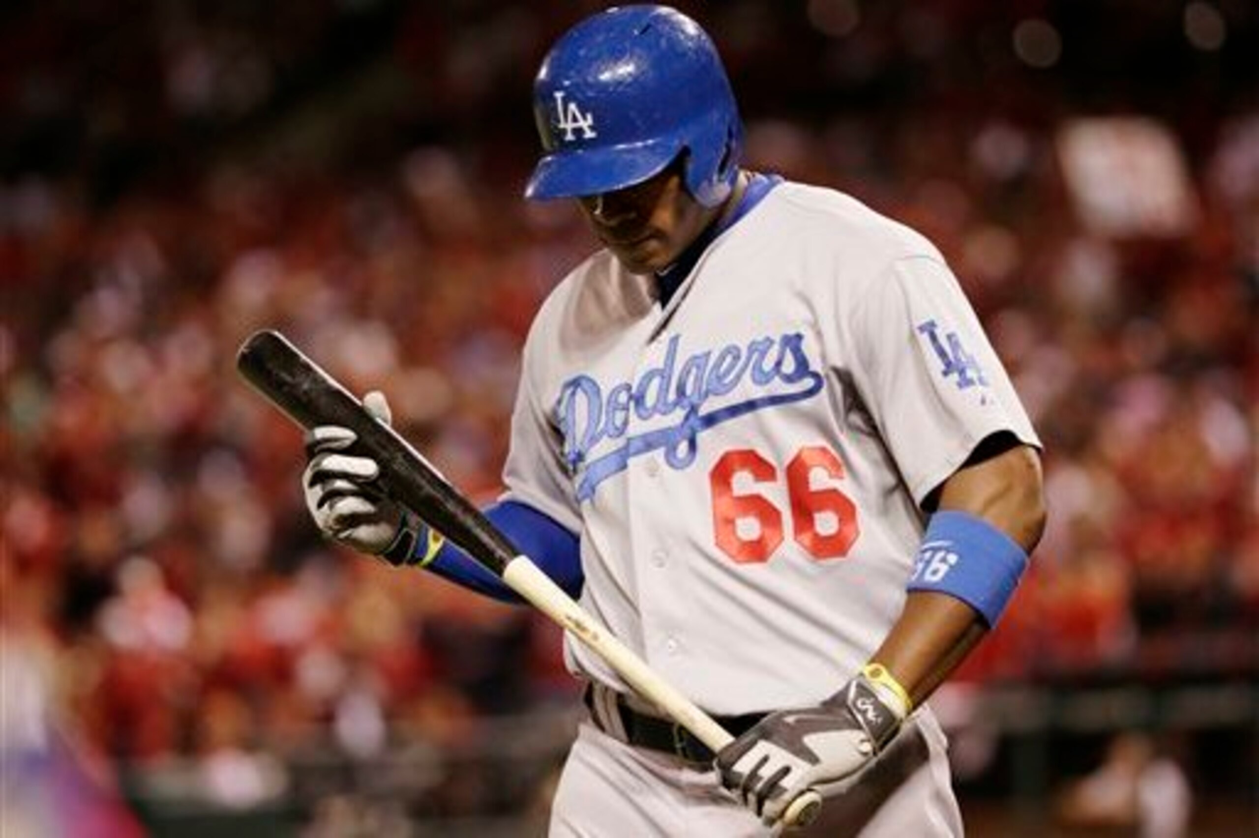 Puig's postseason struggles against St. Louis include a stretch of seven straight strikeouts in the 2014 NLDS.