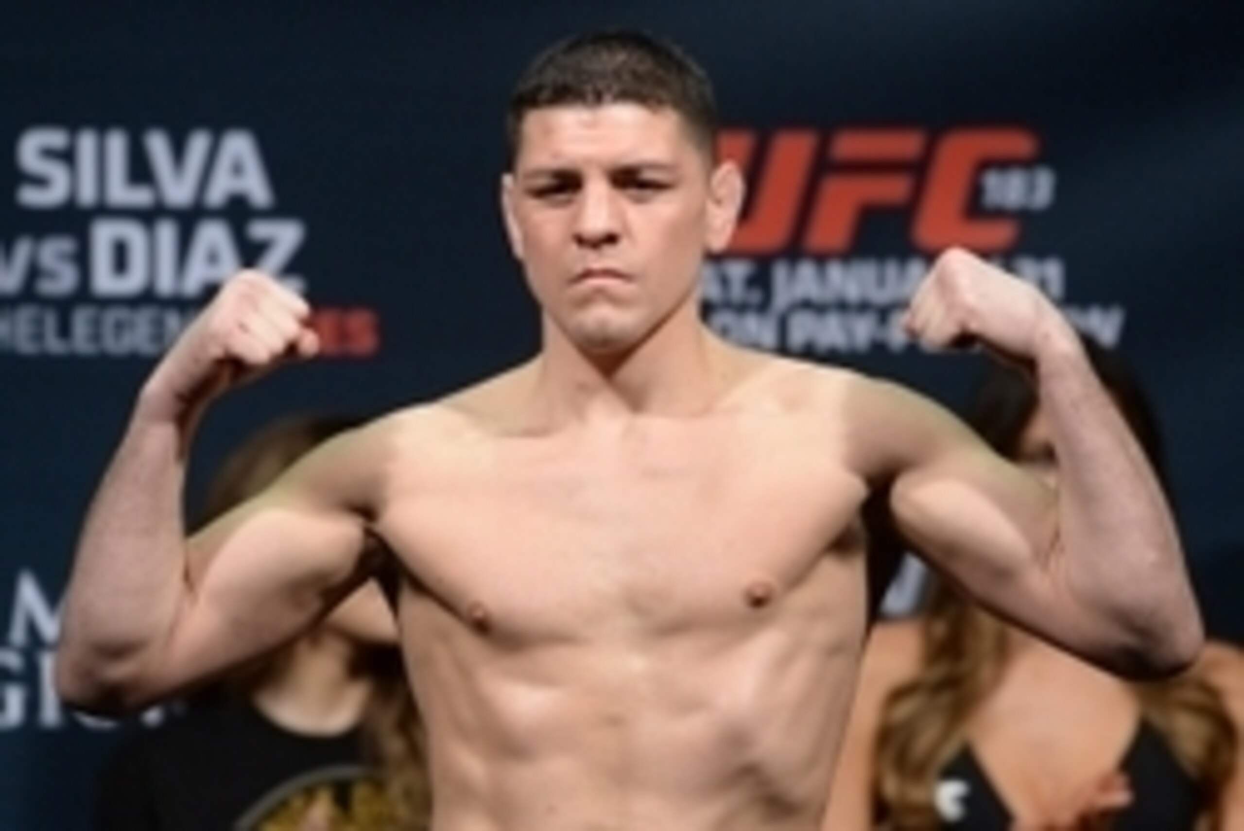 Jan 30, 2015; Las Vegas, NV, USA; Nick Diaz at the weigh in for his middleweight bout against Anderson Silva (not pictured) at the MGM Grand Garden Arena. Mandatory Credit: Jayne Kamin-Oncea-USA TODAY Sports