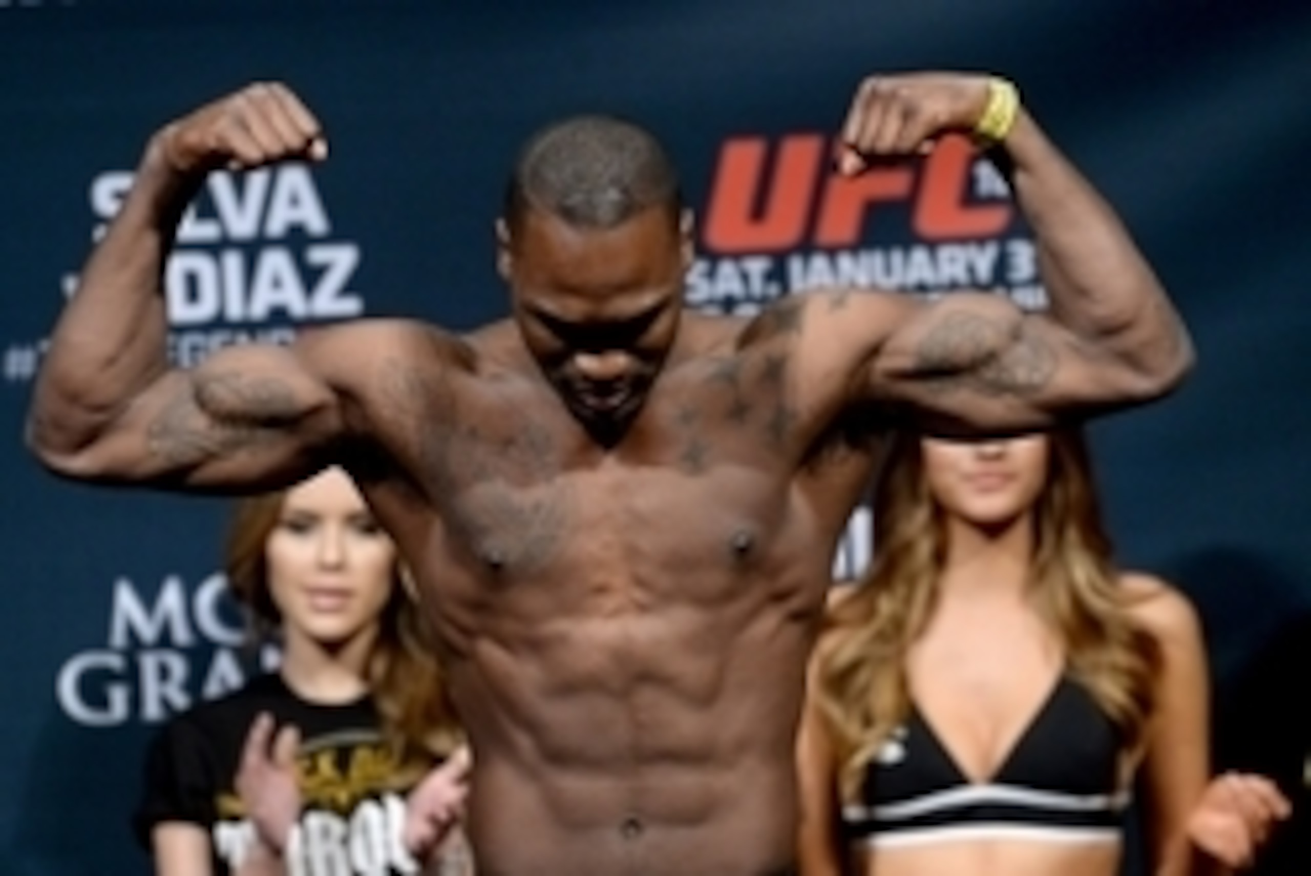 Jan 30, 2015; Las Vegas, NV, USA; Derek Brunson at the weigh in for his middleweight bout against Ed Herman (not pictured) at the MGM Grand Garden Arena. Mandatory Credit: Jayne Kamin-Oncea-USA TODAY Sports