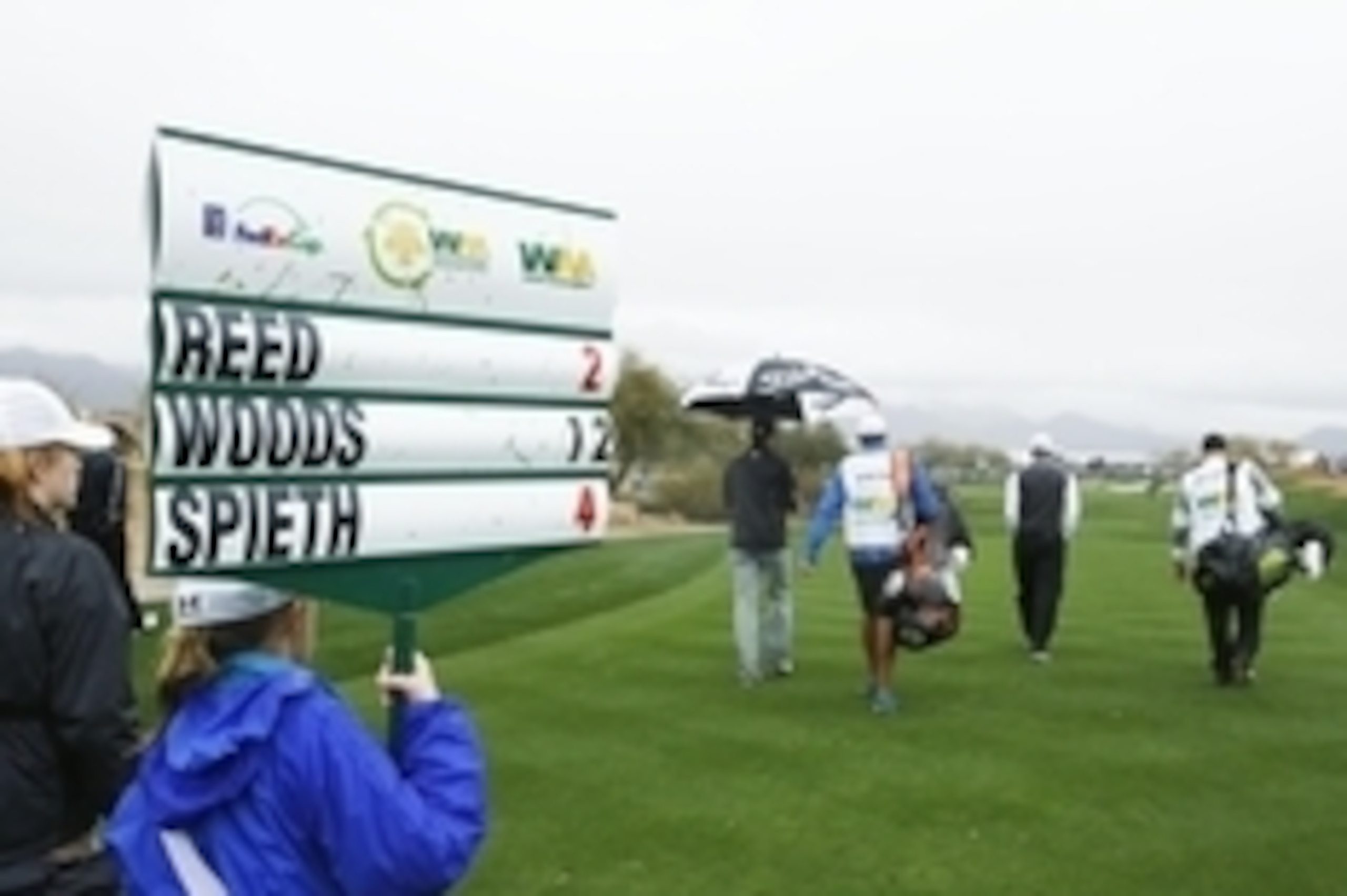 Jan 30, 2015; Scottsdale, AZ, USA; Tiger Woods walks off the 9th tee box at 12-over-par on his final hole during the second round of the Waste Management Phoenix Open at TPC Scottsdale. Mandatory Credit: Rob Schumacher-Arizona Republic via USA TODAY Sport