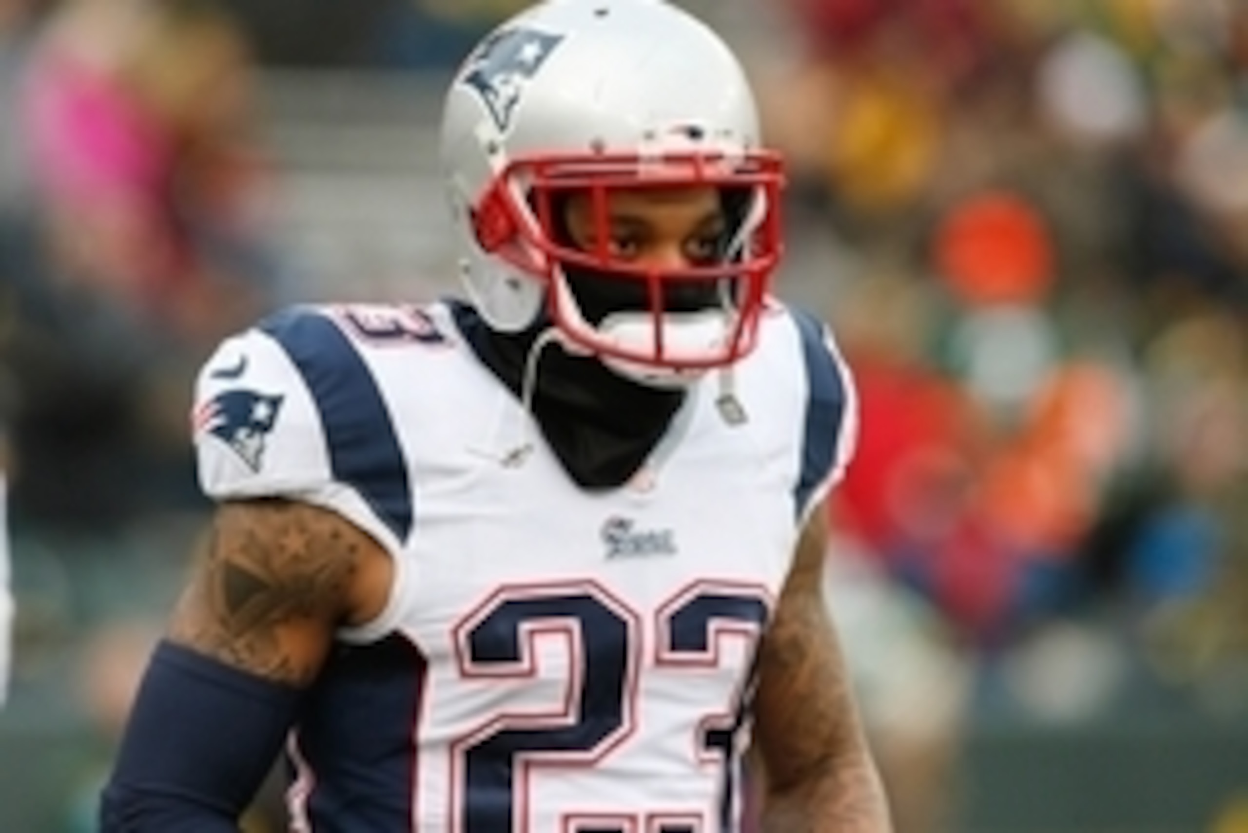 Nov 30, 2014; Green Bay, WI, USA; New England Patriots strong safety Patrick Chung (23) before the game against the Green Bay Packers at Lambeau Field. Mandatory Credit: Chris Humphreys-USA TODAY Sports