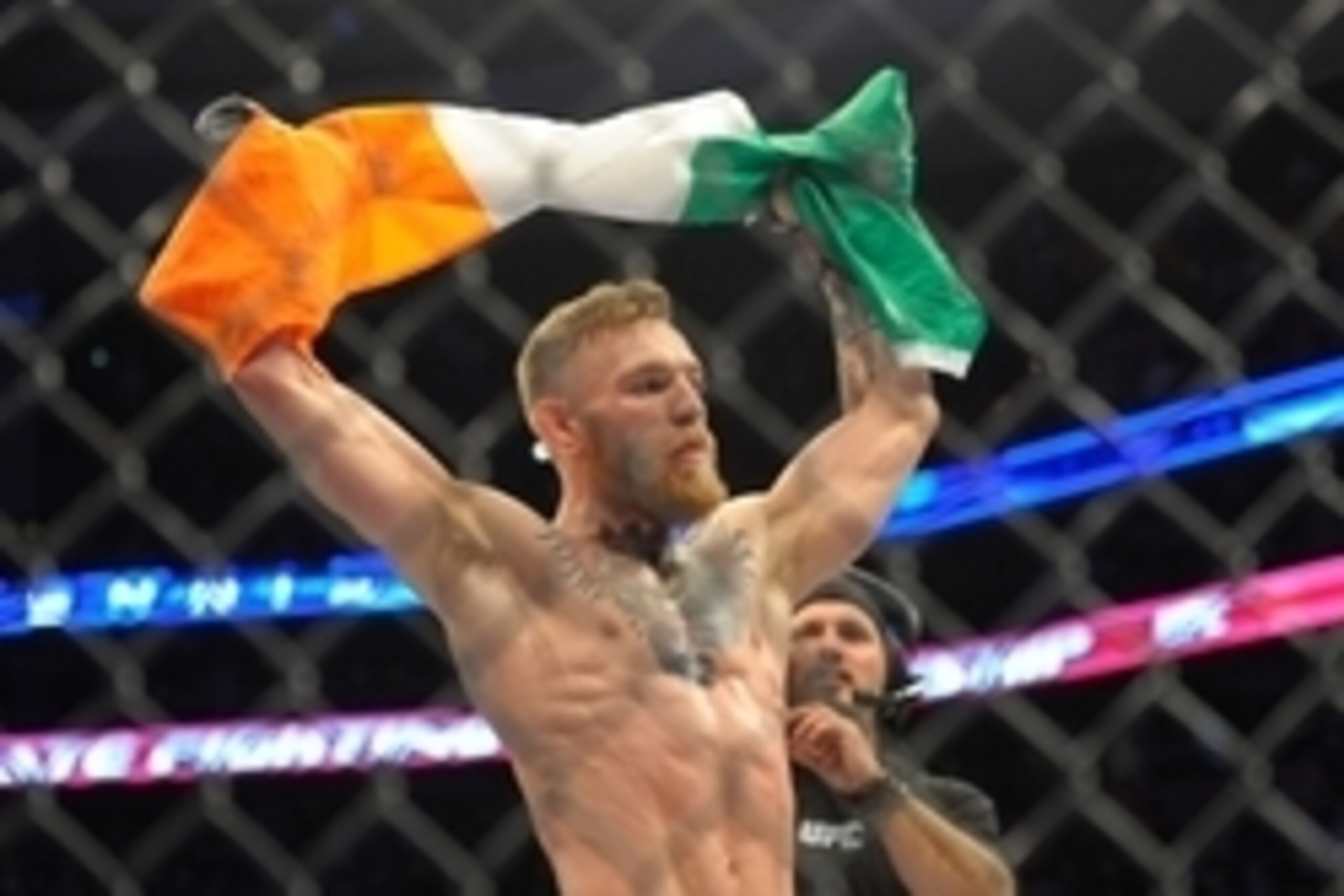 Jan 18, 2015; Boston, MA, USA; Conor McGregor celebrates his victor over Dennis Siver (not pictured) during a featherweight bout at UFC Fight Night at TD Garden. Mandatory Credit: Bob DeChiara-USA TODAY Sports