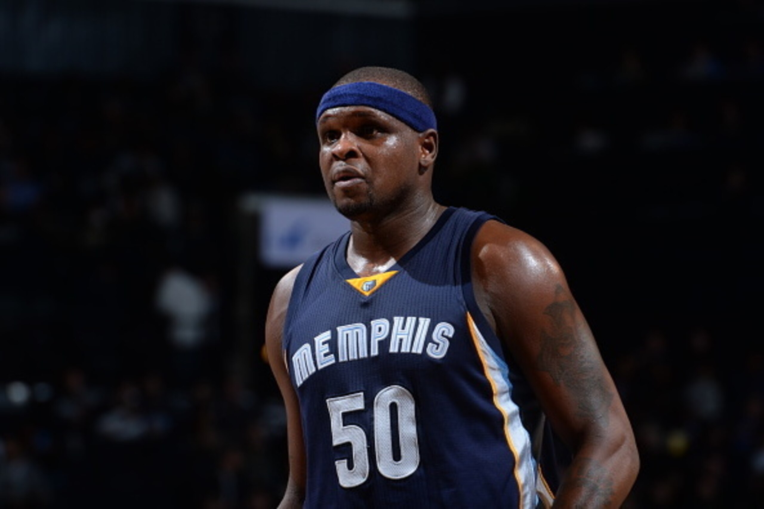 BROOKLYN, NY - JANUARY 14: Zach Randolph #50 of the Memphis Grizzlies looks on against the Brooklyn Nets at the Barclays Center on January 14, 2015 in Brooklyn, NY NOTE TO USER: User expressly acknowledges and agrees that, by downloading and/or using this
