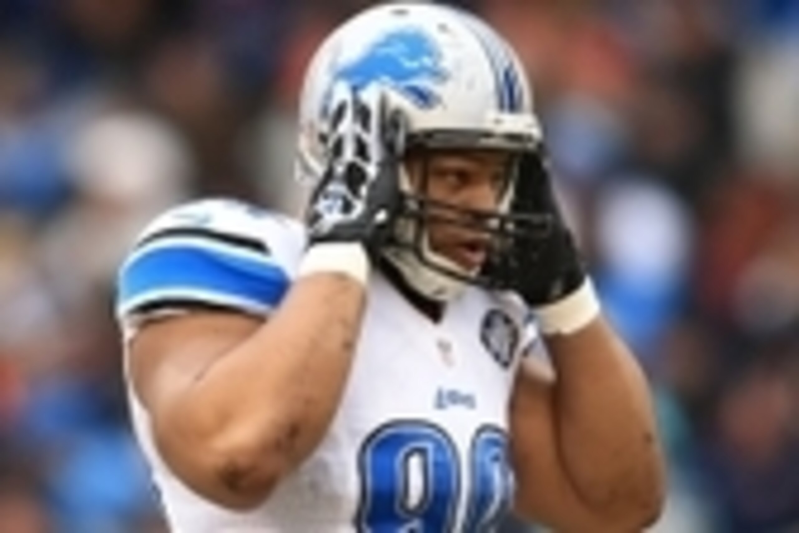Dec 21, 2014; Chicago, IL, USA; Detroit Lions defensive tackle Ndamukong Suh (90) against the Chicago Bears at Soldier Field. The Lions defeated the Bears 20-14. Mandatory Credit: Andrew Weber-USA TODAY Sports