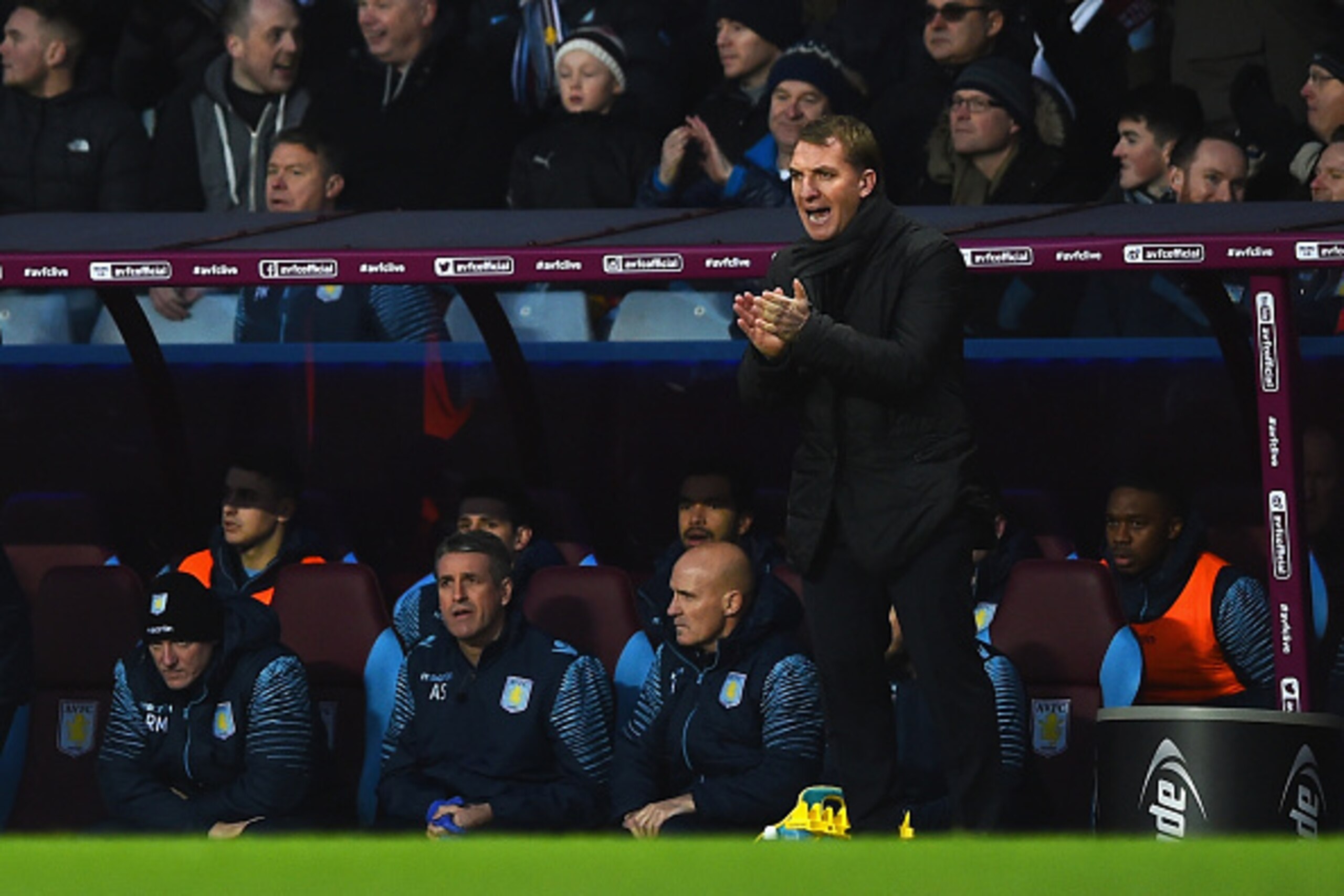 BIRMINGHAM, ENGLAND - JANUARY 17:  Brendan Rodgers, Manager of Liverpool gives instructions during the Barclays Premier League match between Aston Villa and Liverpool at Villa Park on January 17, 2015 in Birmingham, England.  (Photo by Laurence Griffiths/