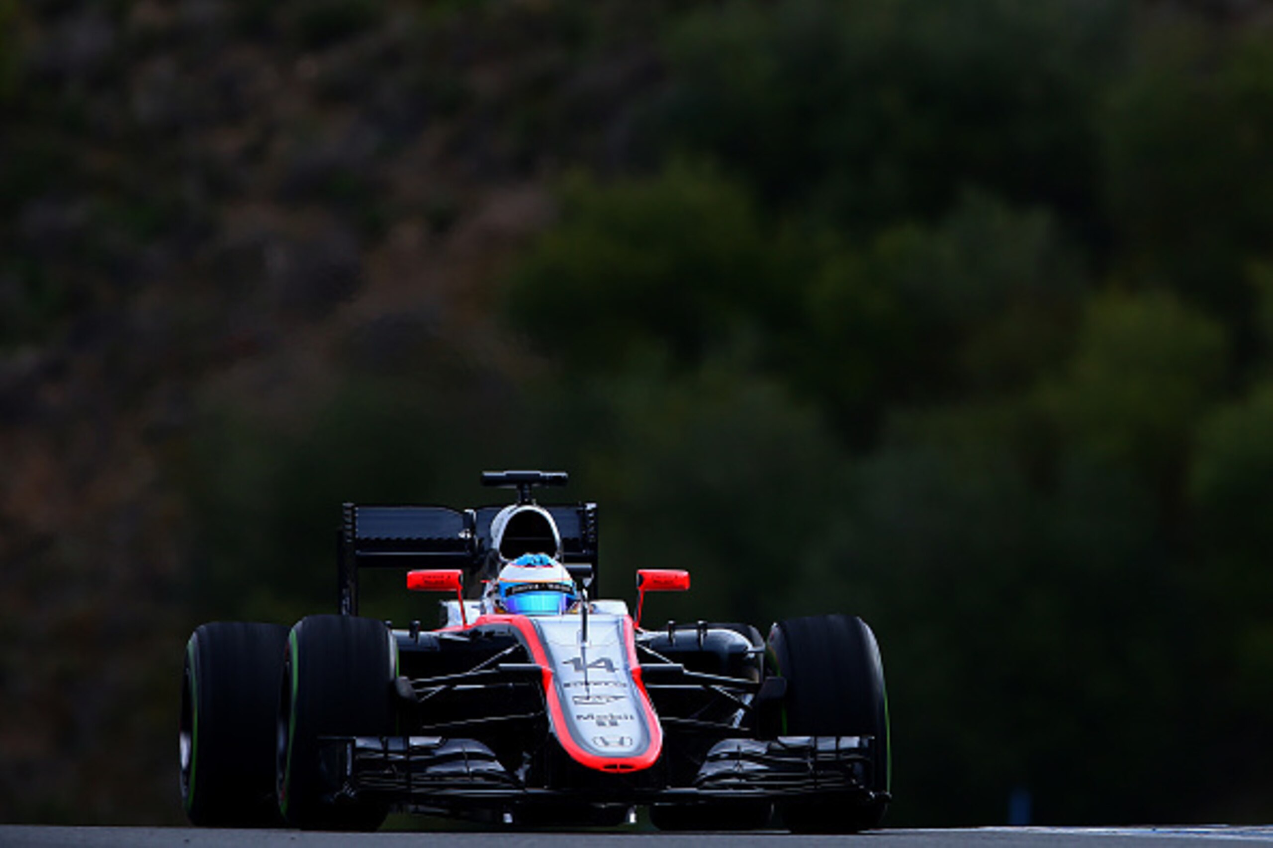 JEREZ DE LA FRONTERA, SPAIN - FEBRUARY 03:  Fernando Alonso of Spain and McLaren Honda drives during day three of Formula One Winter Testing at Circuito de Jerez on February 3, 2015 in Jerez de la Frontera, Spain.  (Photo by Dan Istitene/Getty Images)