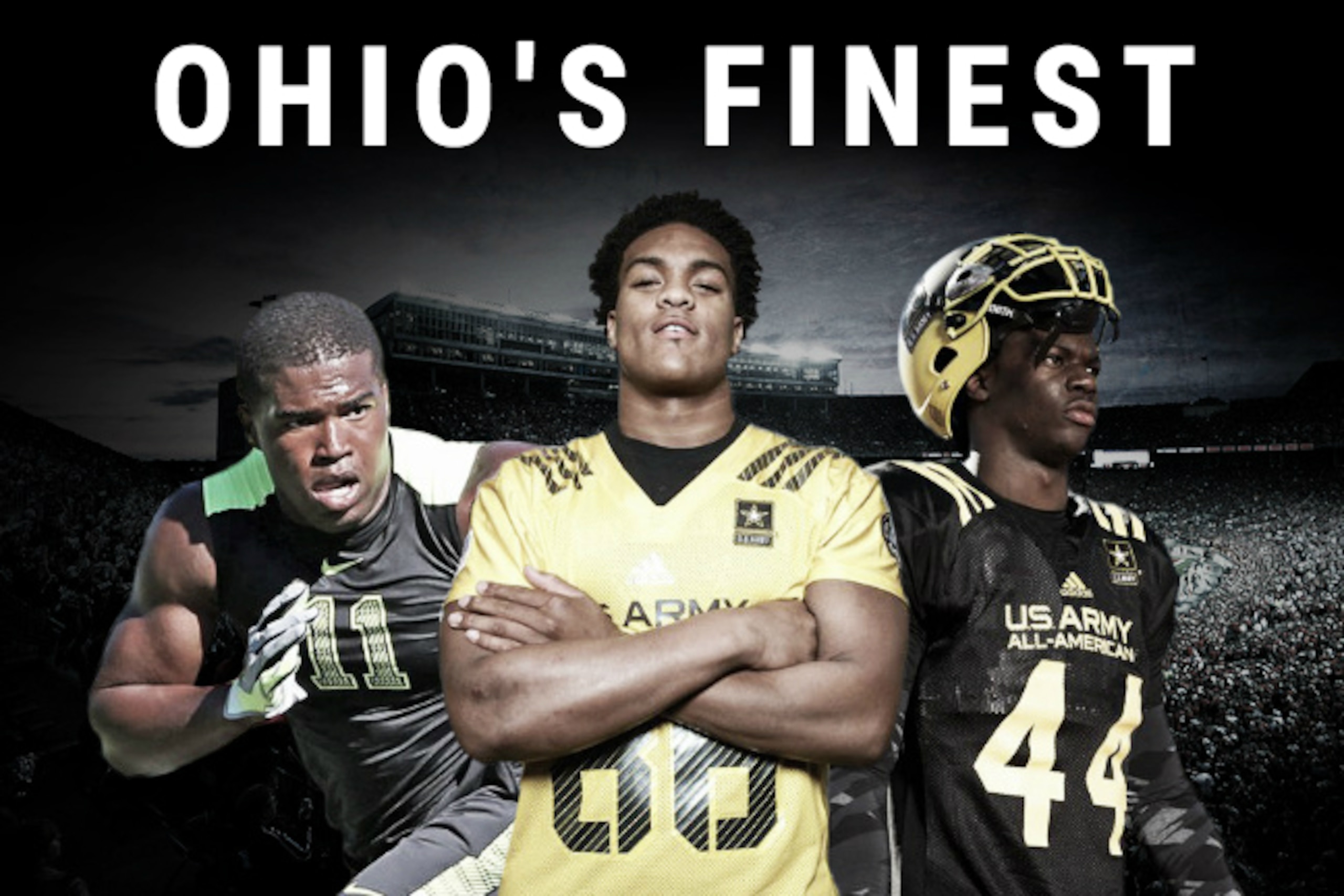 Justin Hilliard (left), Dre'Mont Jones (middle) and Jerome Baker (right) are blue-chip Ohio prospects who decided to stay home.