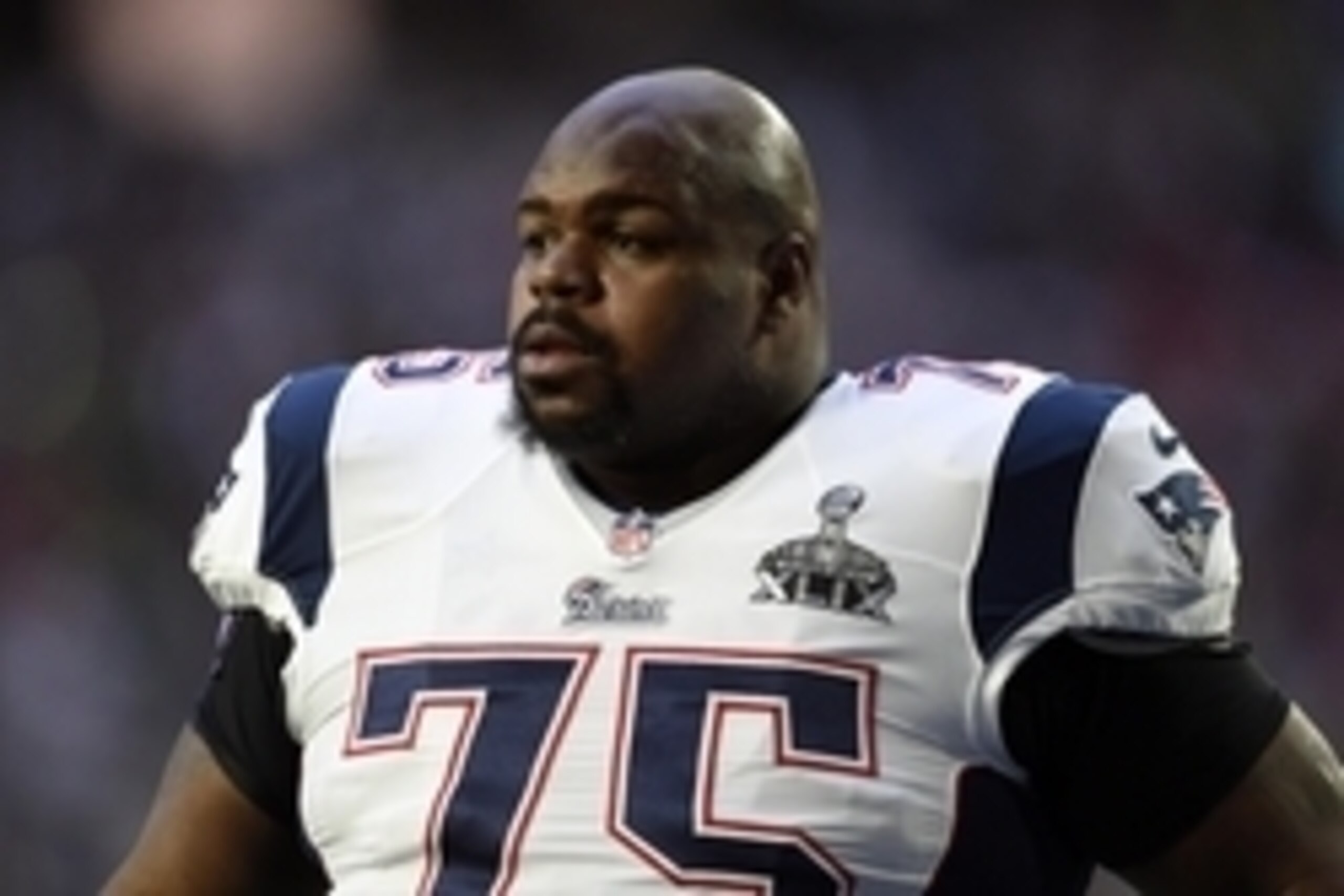 Feb 1, 2015; Glendale, AZ, USA; New England Patriots defensive tackle Vince Wilfork warms up before Super Bowl XLIX against the Seattle Seahawks at University of Phoenix Stadium. Mandatory Credit: Kyle Terada-USA TODAY Sports Feb 1, 2015; Glendale, AZ, USA; New England Patriots defensive tackle Vince Wilfork warms up before Super Bowl XLIX against the Seattle Seahawks at University of Phoenix Stadium. Mandatory Credit: Kyle Terada-USA TODAY Sports