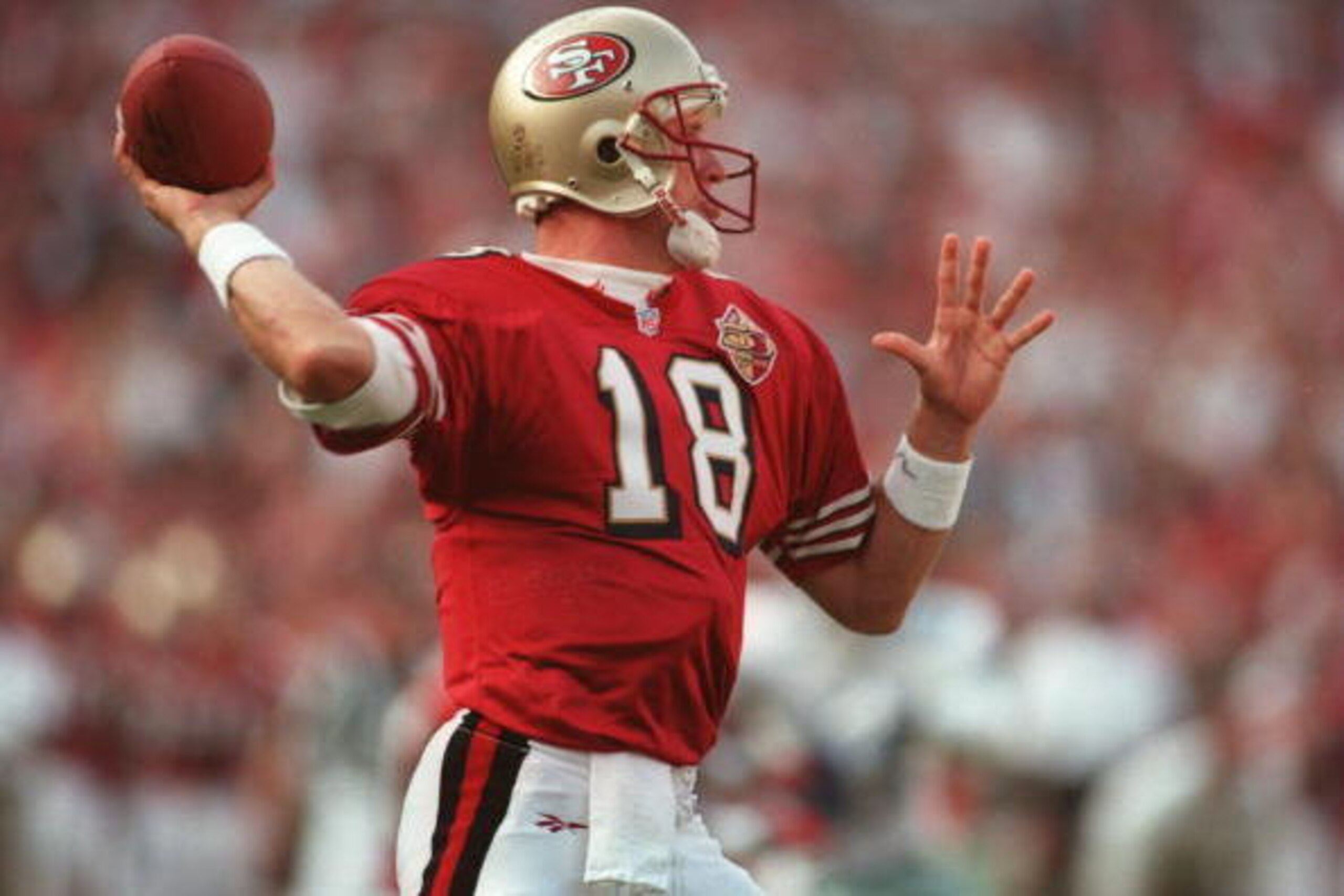 10 Nov 1996:  Quarterback Elvis Grbac of the San Francisco 49ers sets to throw a pass during the 49ers 20-17 overtime loss to the Dallas Cowboys at 3Com Park in San Francisco, California. Mandatory Credit: Al Bello/Allsport