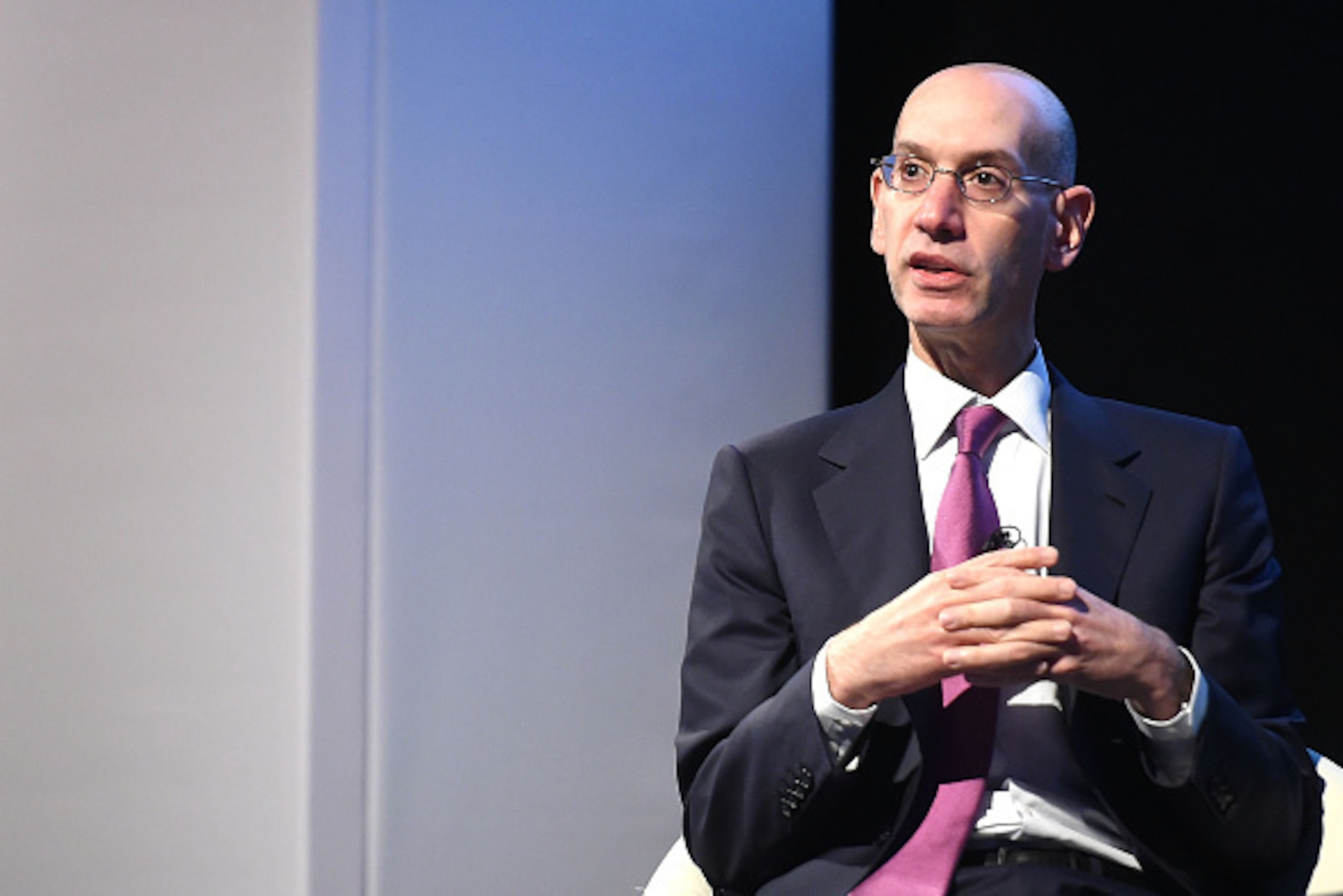 LONDON, ENGLAND - JANUARY 15:  Commissioner of the NBA Adam Silver speaks to the delegates during the Leaders Meet Innovation Event on January 15, 2015 in London, England.  (Photo by Tom Dulat/Getty Images for Leaders)