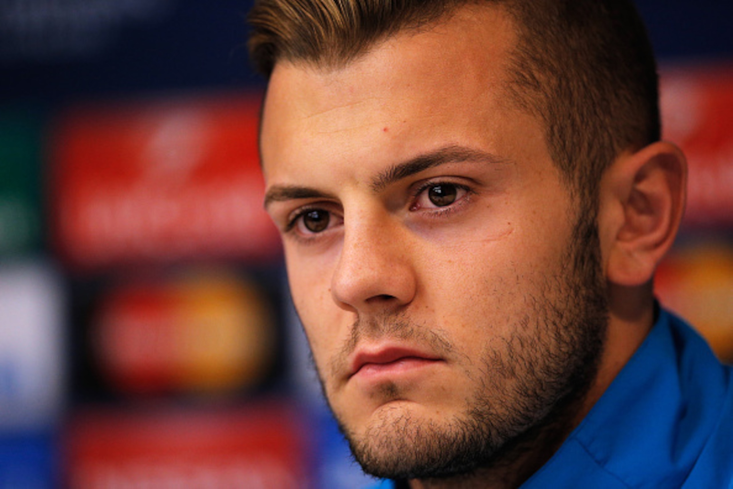 BRUSSELS, BELGIUM - OCTOBER 21:  Jack Wilshere speaks to the media during the Arsenal Press Conference held at Constant Vanden Stock Stadium on October 21, 2014 in Brussels, Belgium. Anderlecht and Arsenal will play tomorrow night in their Group D UEFA Ch