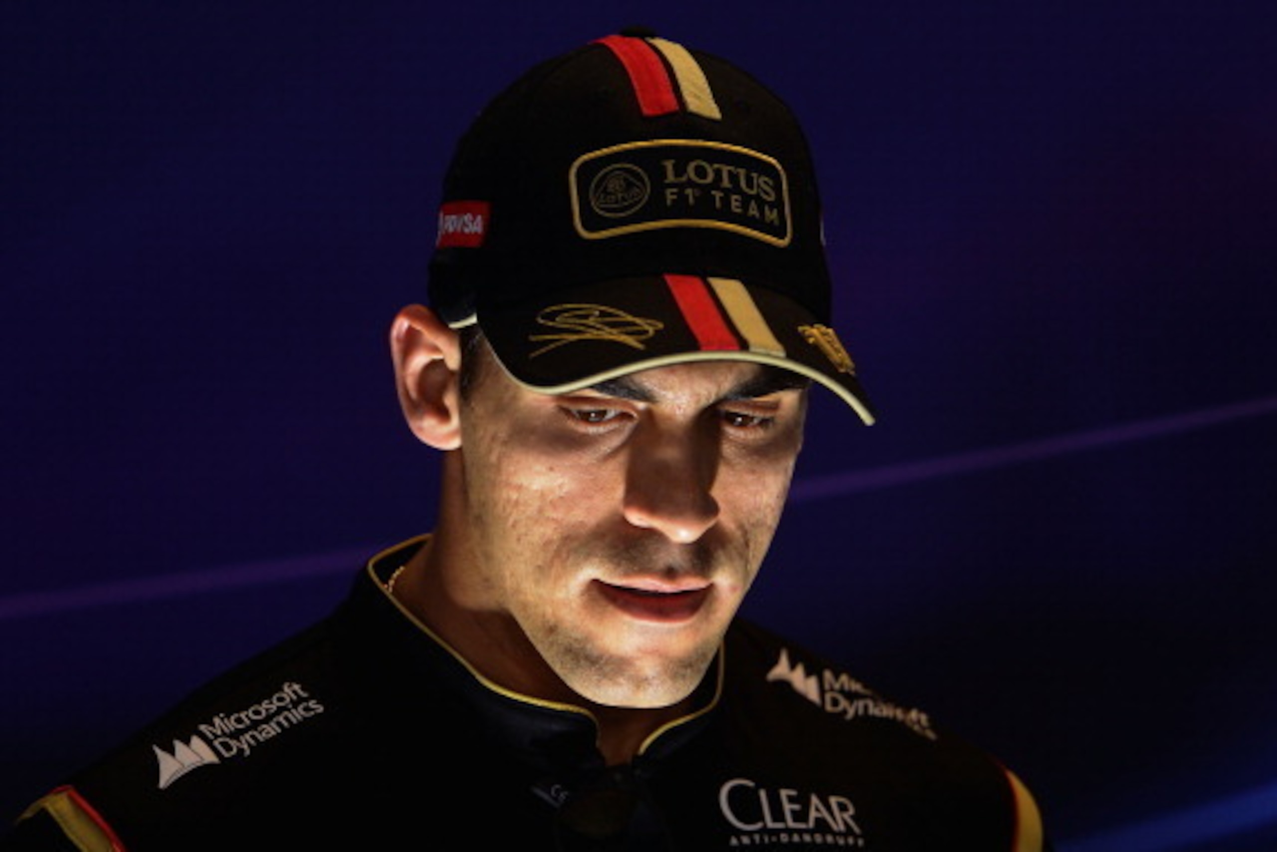 BUDAPEST, HUNGARY - JULY 24:  Pastor Maldonado of Venezuela and Lotus attends a drivers' press conference during previews ahead of the Hungarian Formula One Grand Prix at Hungaroring on July 24, 2014 in Budapest, Hungary.  (Photo by Lars Baron/Getty Image