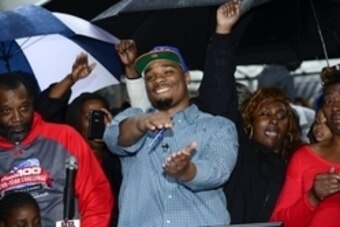 Feb 4, 2015; Glen Saint Mary, FL, USA; Ce Ce Jefferson signs with the University of Florida at his home near  Baker County High School  as his parents Leo and Annette Jefferson look on. Mandatory Credit: Richard Dole-USA TODAY Sports