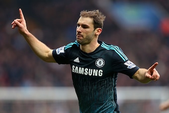 BIRMINGHAM, ENGLAND - FEBRUARY 07:  Branislav Ivanovic of Chelsea celebrates after scoring his team's second goal during the Barclays Premier League match between Aston Villa and Chelsea at Villa Park on February 7, 2015 in Birmingham, England.  (Photo by