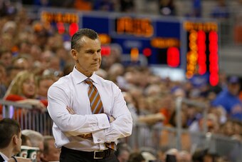 GAINESVILLE, FL - FEBRUARY 07: Head coach Billy Donovan of the Florida Gators reacts during the game against the Kentucky Wildcats at the Stephen C. O'Connell Center on February 7, 2015 in Gainesville, Florida.  (Photo by Rob Foldy/Getty Images)