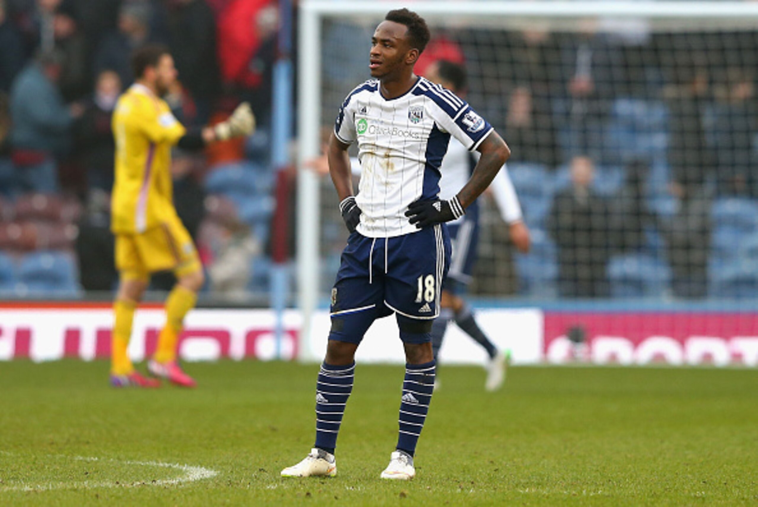 BURNLEY, ENGLAND - FEBRUARY 08:  Saido Berahino of West Brom looks on during the Barclays Premier League match between Burnley and West Bromwich Albion at Turf Moor on February 8, 2015 in Burnley, England.  (Photo by Alex Livesey/Getty Images)