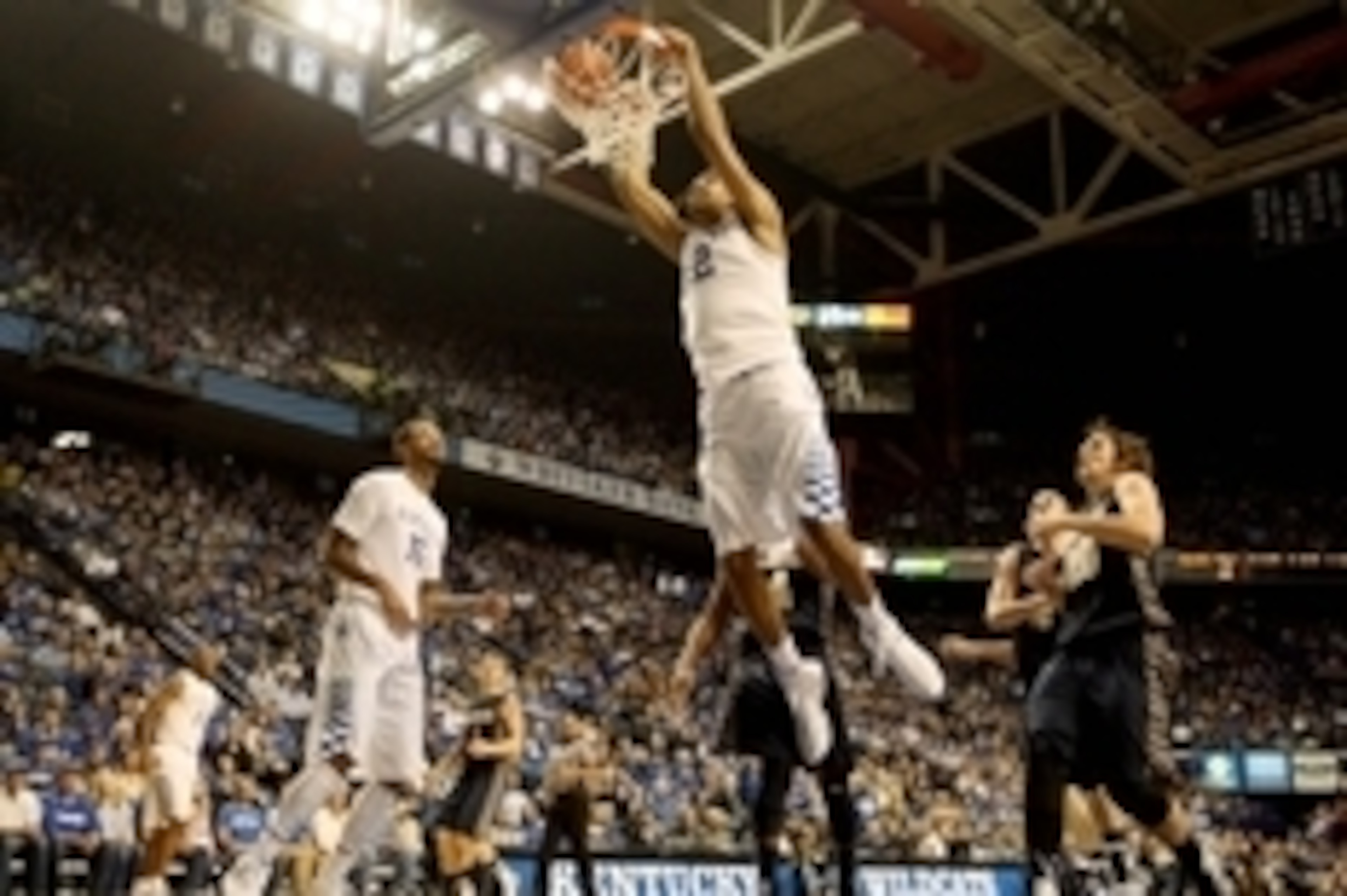 Nov 23, 2014; Lexington, KY, USA; Kentucky Wildcats forward Karl-Anthony Towns (12) dunks the ball against the Montana State Bobcats in the second half at Rupp Arena. Kentucky defeated Montana State 86-28. Mandatory Credit: Mark Zerof-USA TODAY Sports Nov 23, 2014; Lexington, KY, USA; Kentucky Wildcats forward Karl-Anthony Towns (12) dunks the ball against the Montana State Bobcats in the second half at Rupp Arena. Kentucky defeated Montana State 86-28. Mandatory Credit: Mark Zerof-USA TODAY Sports