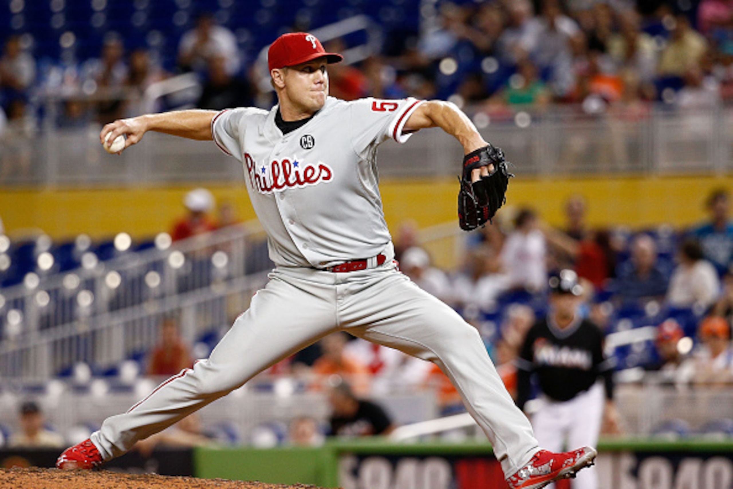 MIAMI, FL - SEPTEMBER 24: Jonathan Papelbon #58 of the Philadelphia Phillies pitches during the ninth inning of the game against the Miami Marlins at Marlins Park on September 24, 2014 in Miami, Florida.  (Photo by Rob Foldy/Getty Images)