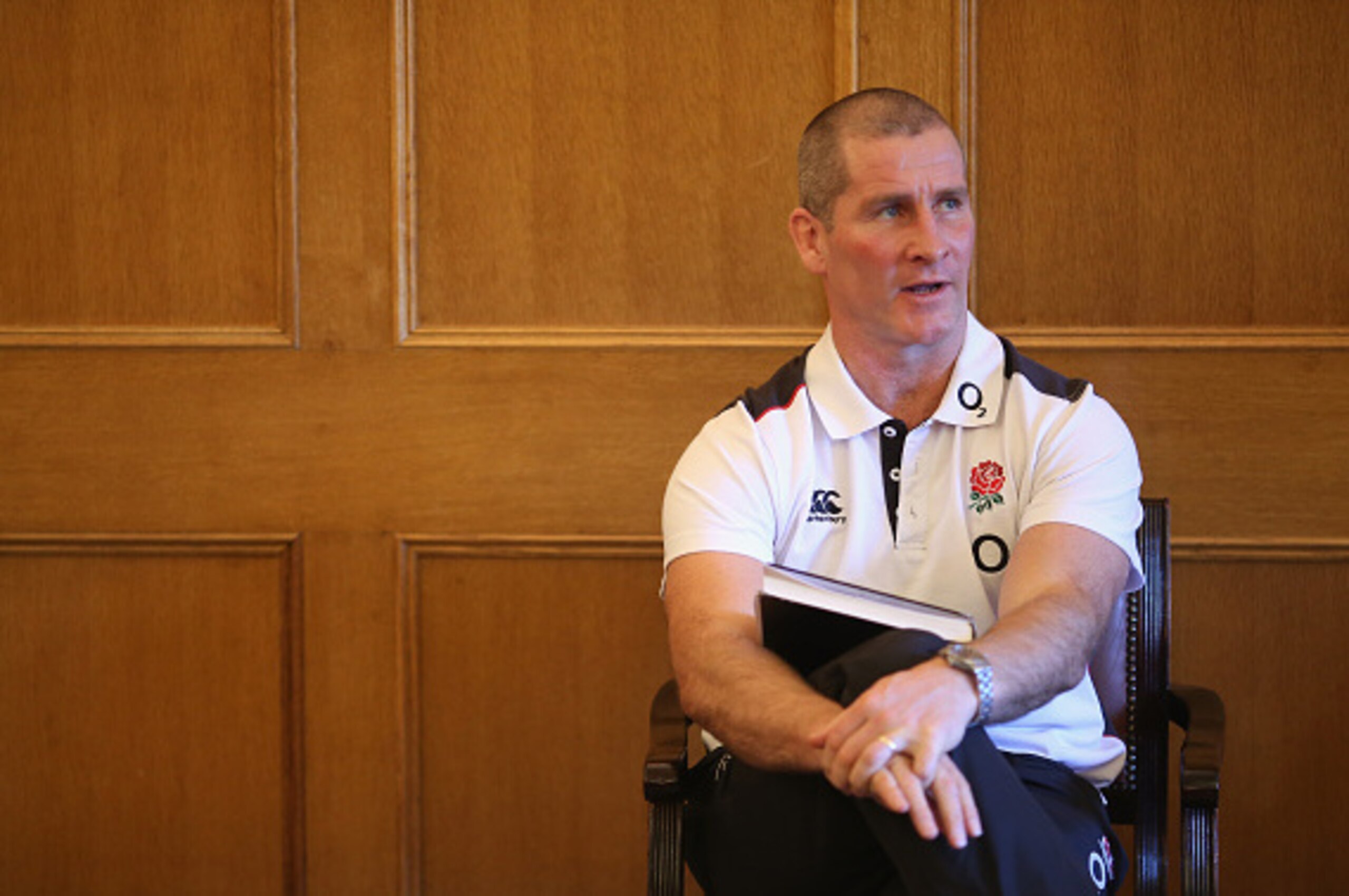 BAGSHOT, ENGLAND - FEBRUARY 09:  Stuart Lancaster, the England head coach, faces the press at the media conference held at Pennyhill Park on February 9, 2015 in Bagshot, England.  (Photo by David Rogers/Getty Images)
