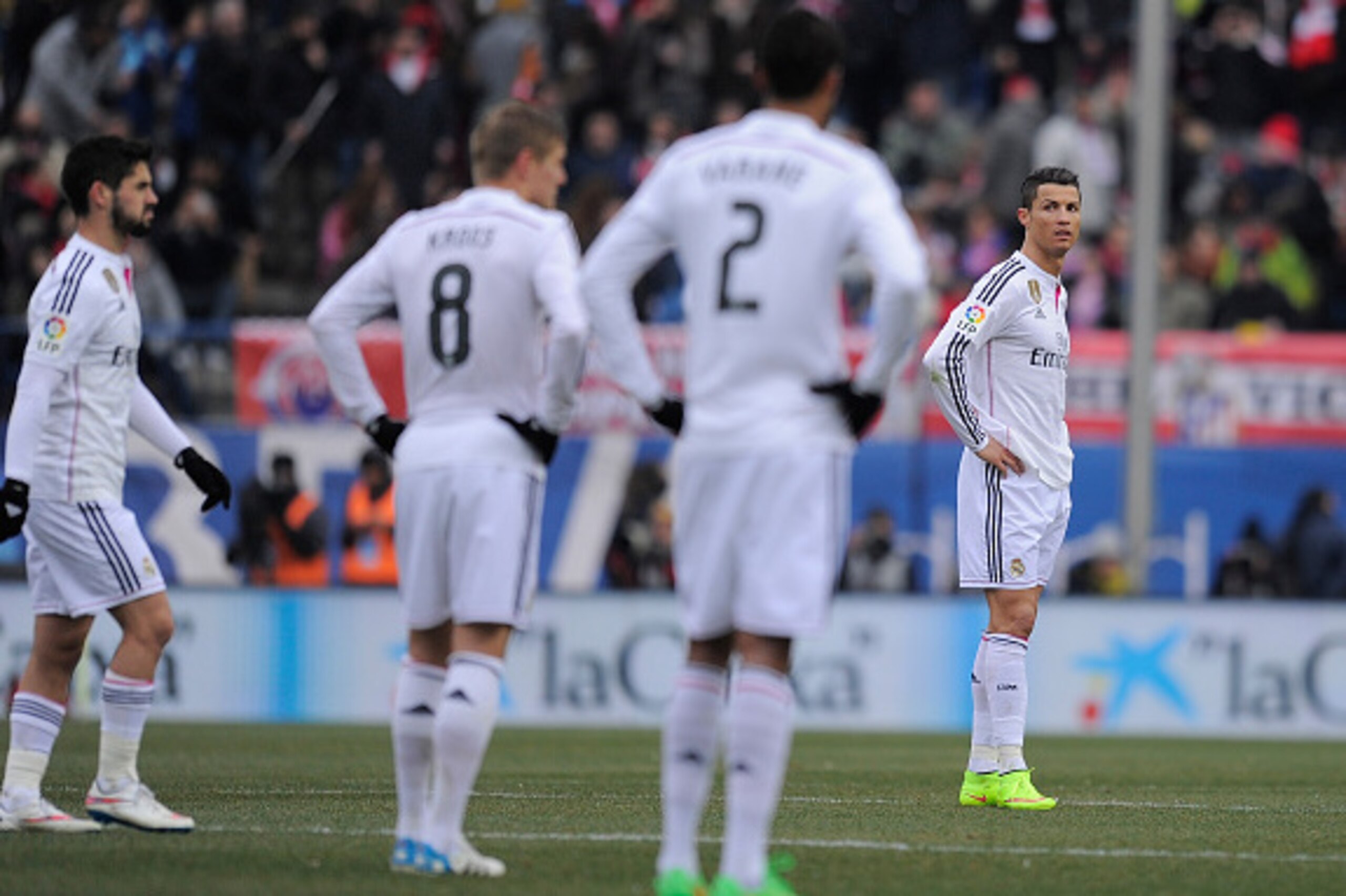 MADRID, SPAIN - FEBRUARY 07: Cristiano Ronaldo of Real Madrid
reacts after Club Atletico de Madrid scored their 3rd goal during the La Liga match between Club Atletico de Madrid and Real Madrid at Vicente Calderon Stadium on February 7, 2015 in Madrid, S MADRID, SPAIN - FEBRUARY 07: Cristiano Ronaldo of Real Madrid
reacts after Club Atletico de Madrid scored their 3rd goal during the La Liga match between Club Atletico de Madrid and Real Madrid at Vicente Calderon Stadium on February 7, 2015 in Madrid, S